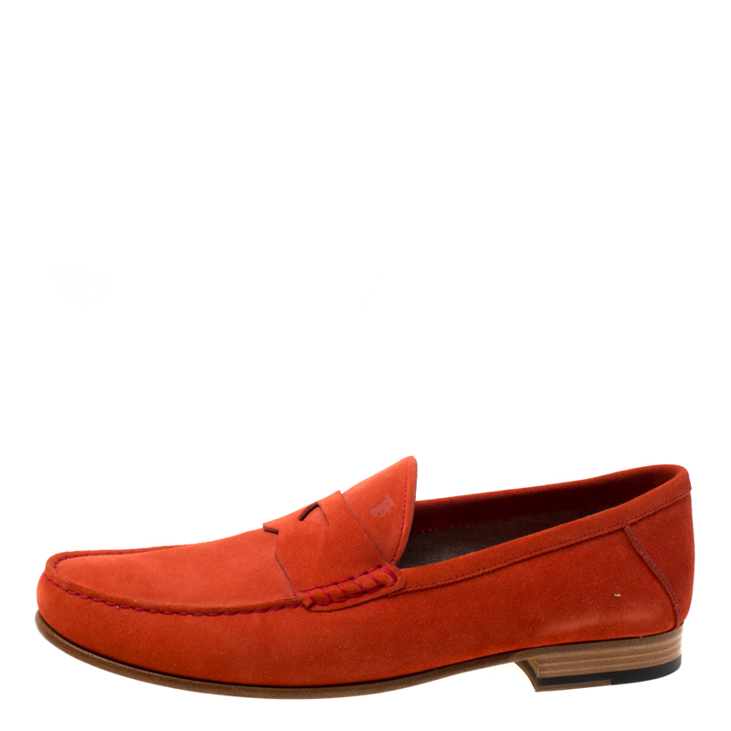 

Tod's Orange Suede Penny Loafers Size