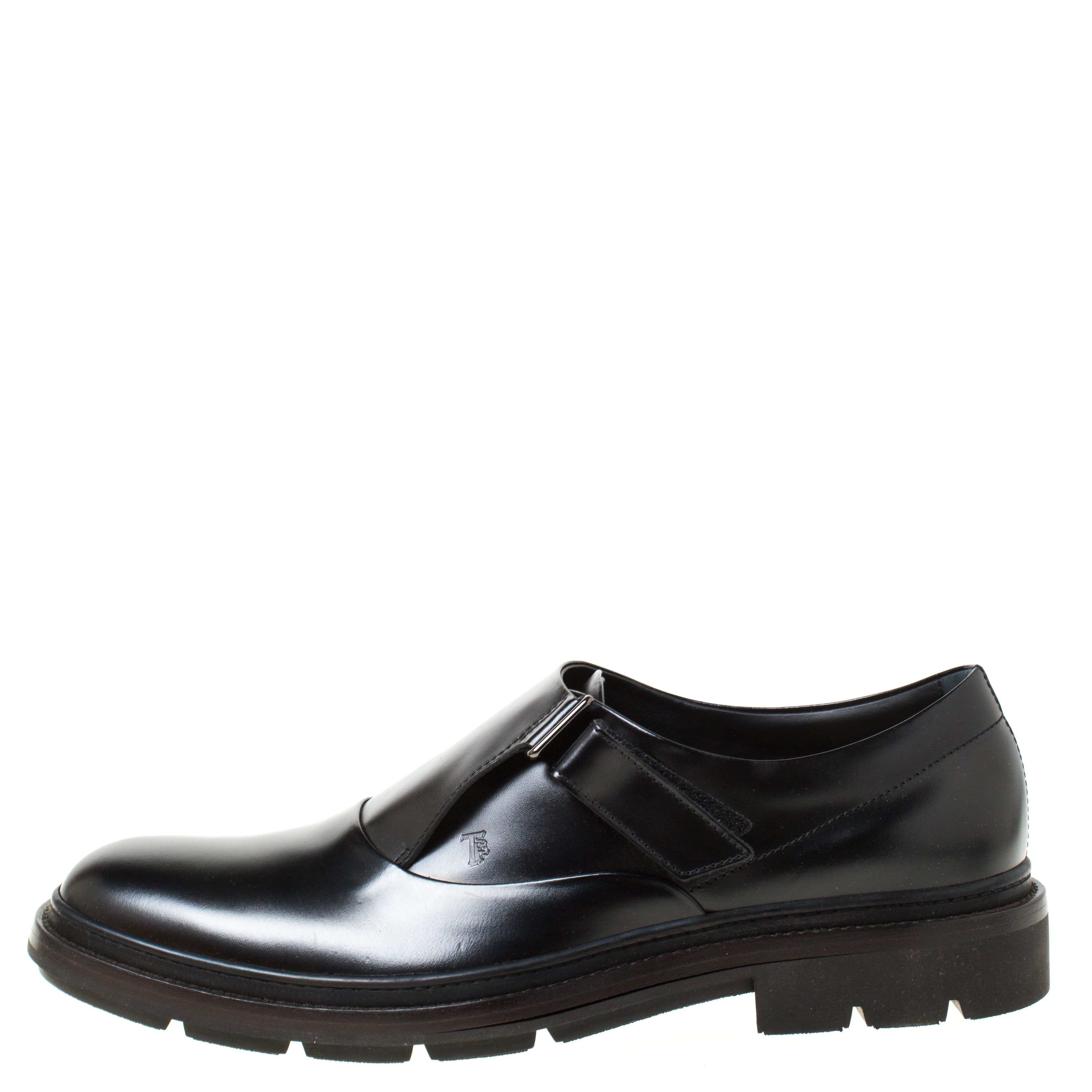 

Tod's Black Leather Velcro Fastening Concealed Loafers Size