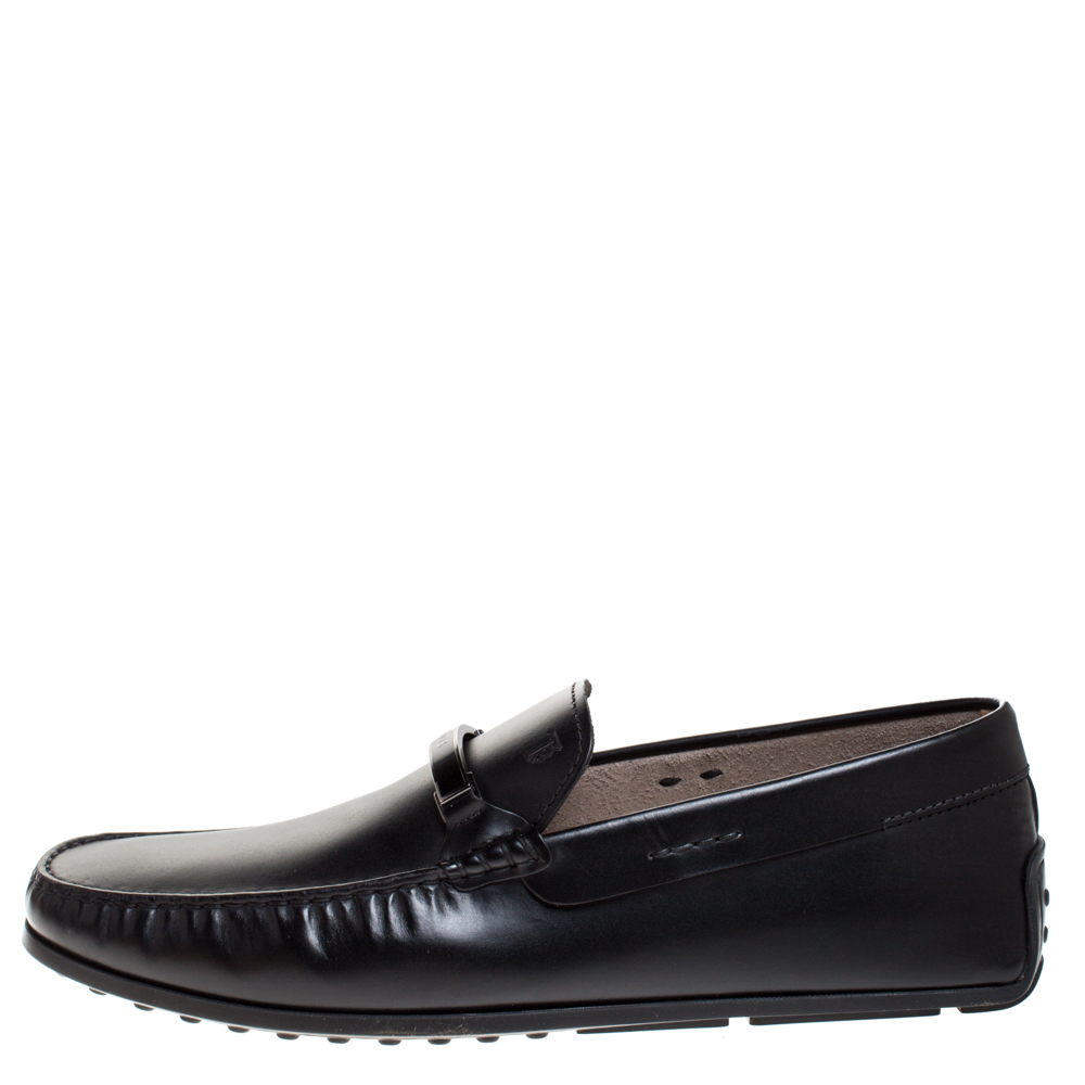 

Tod's Black Leather Slip On Loafers Size