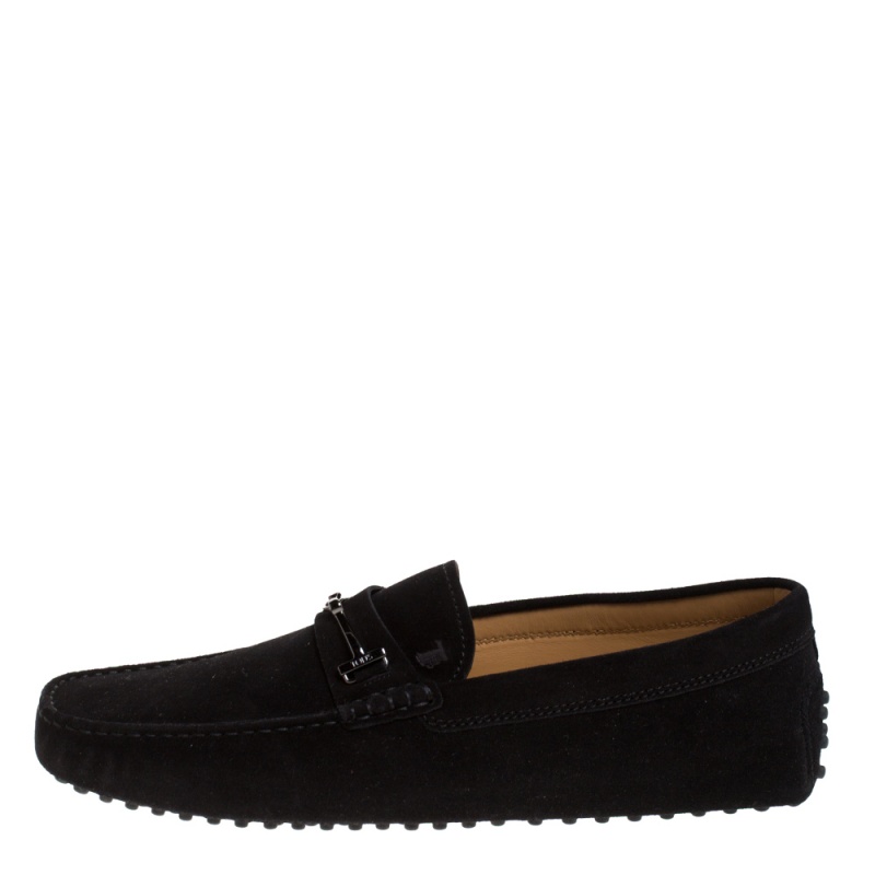 

Tod's Black Suede T-Bar Loafers Size