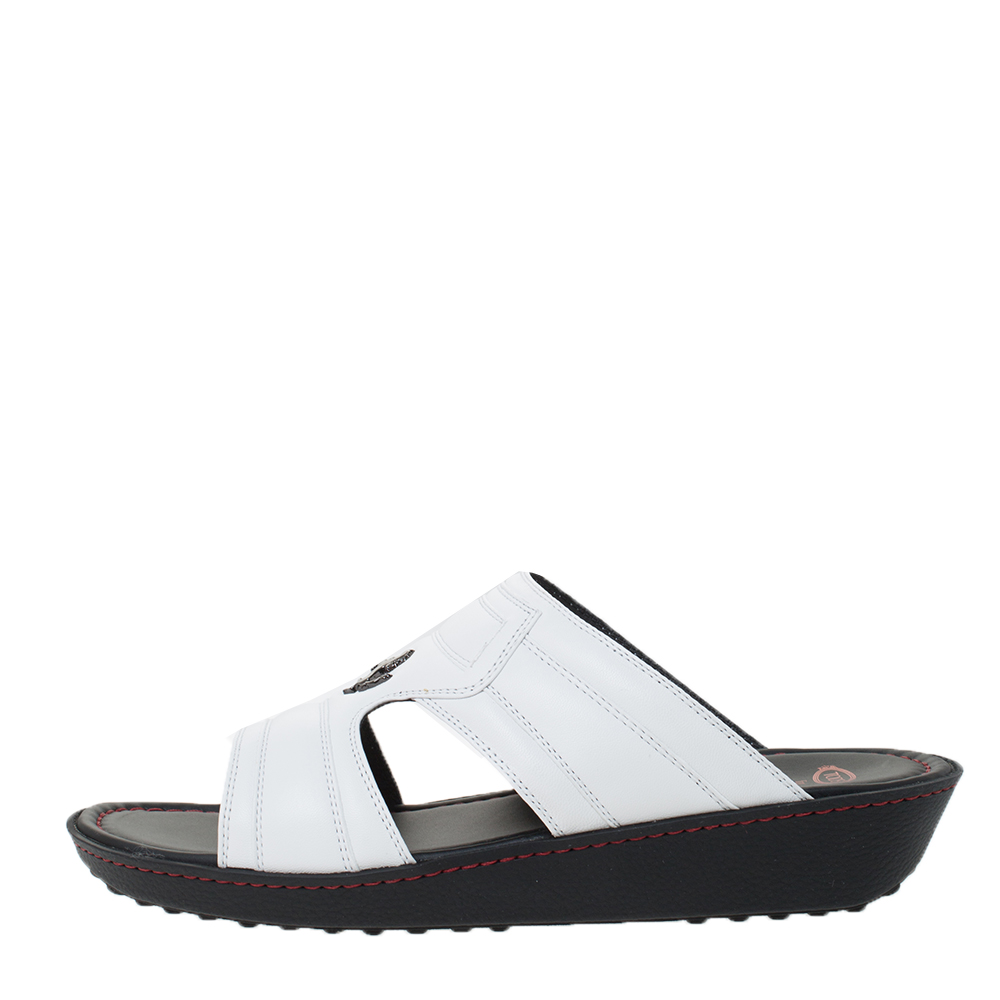 

Tod's for Ferrari Limited Edition White Leather Platform Slide Sandals Size