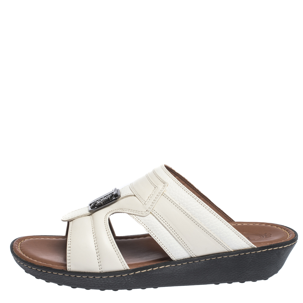 

Tod's White Leather Open Toe Sandals Size