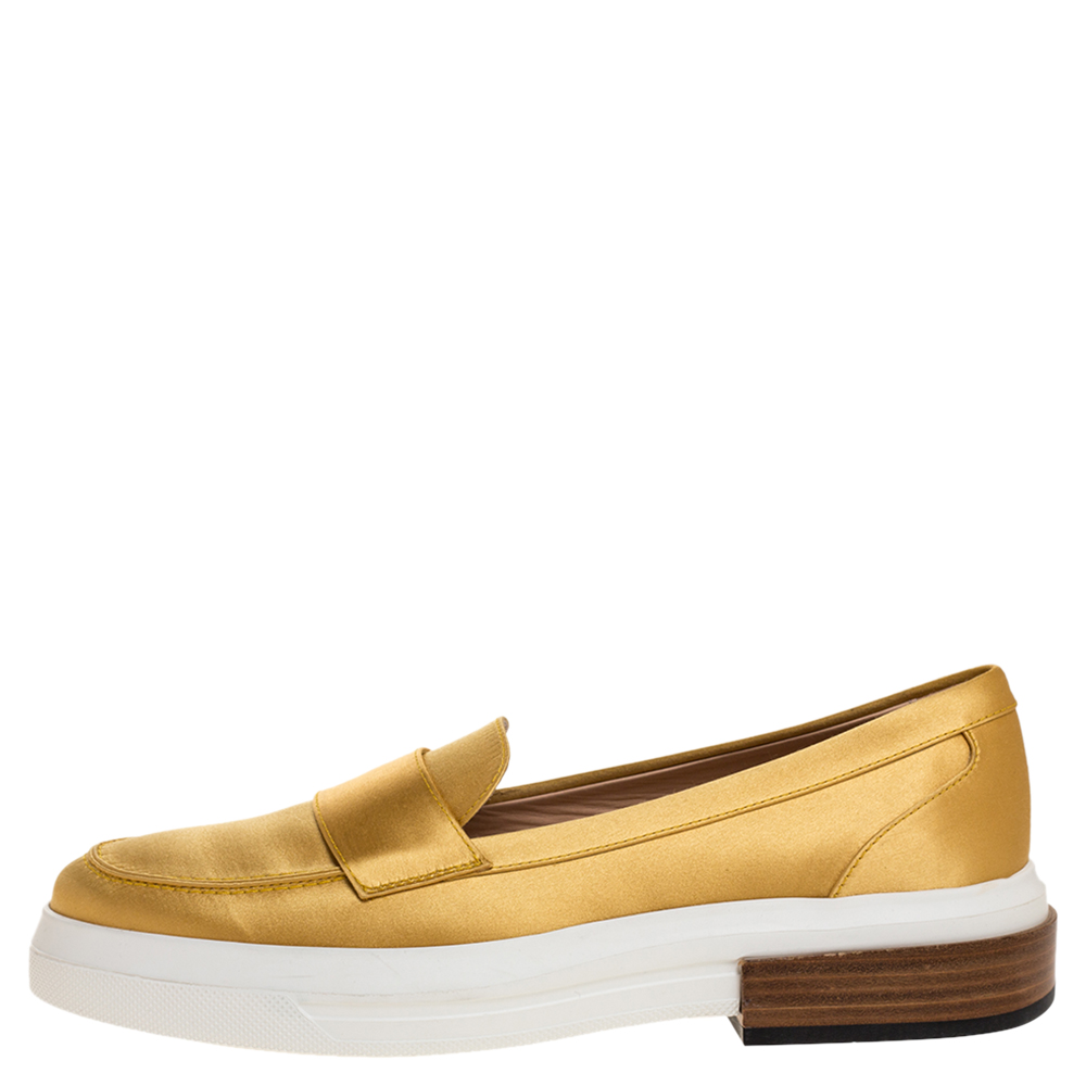 

Tod's Golden Satin Slip On Loafer Sneakers Size, Gold