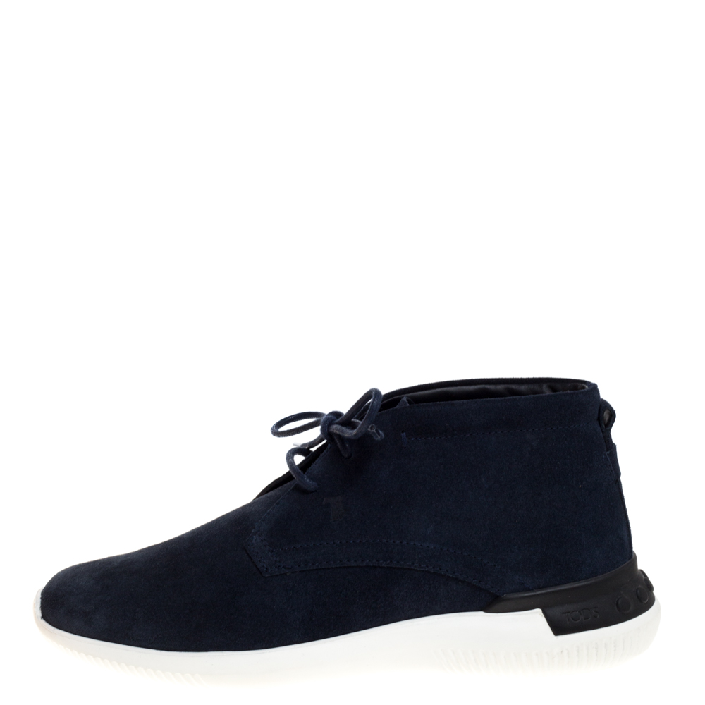 

Tod's Blue Suede Leather Lace Up Sneakers Size