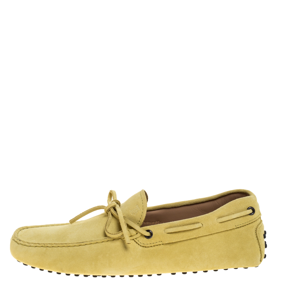 

Tod's Yellow Suede Leather Bow Slip On Loafers Size