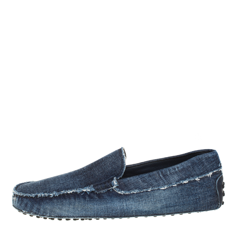 

Tod's Blue Denim Gommino Driving Loafers Size