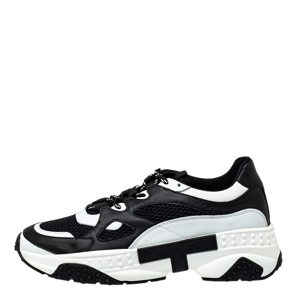 

Tod's Black/White Mesh and Leather Chunky Platform Sneakers Size