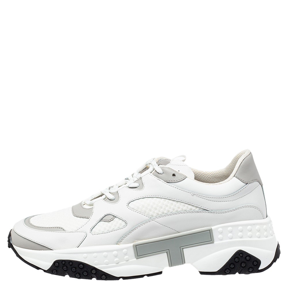 

Tod's White Leather and Mesh Active Sporty Sneakers Size