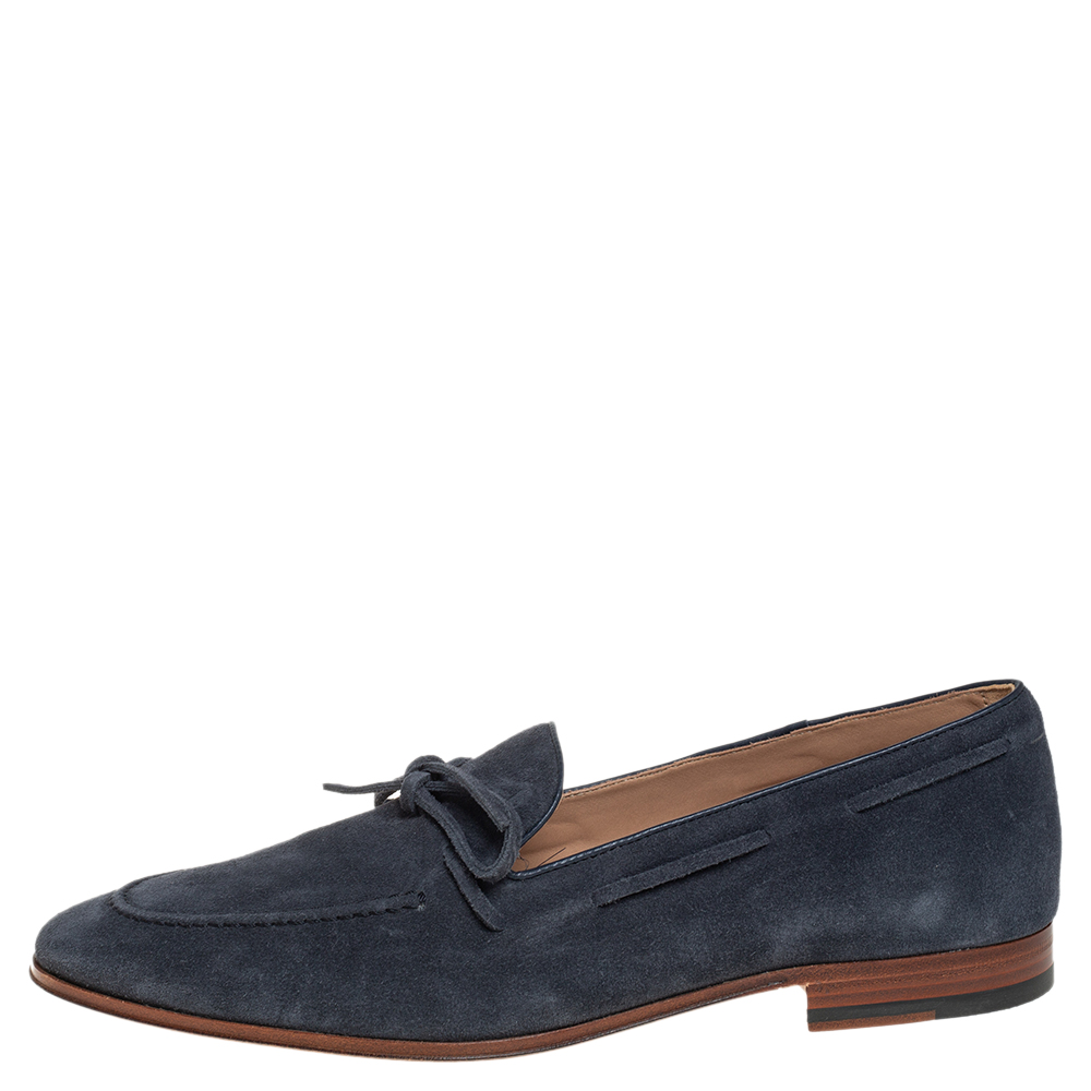 

Tod's Blue Suede Bow Slip On Loafers Size