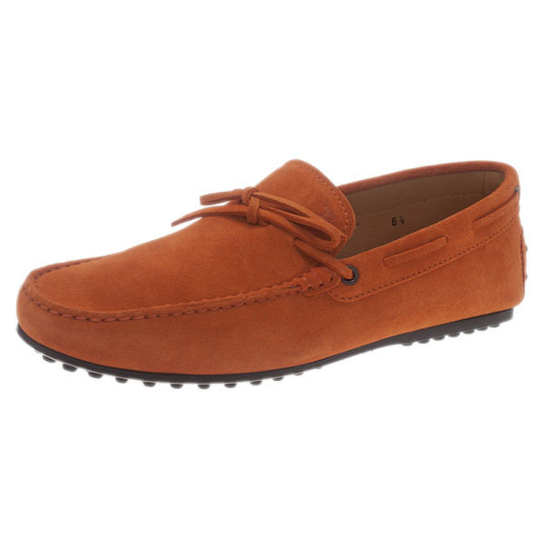 مملوكة مسبقًا Tod's Brick Orange Suede Bow Loafers Size 40.5