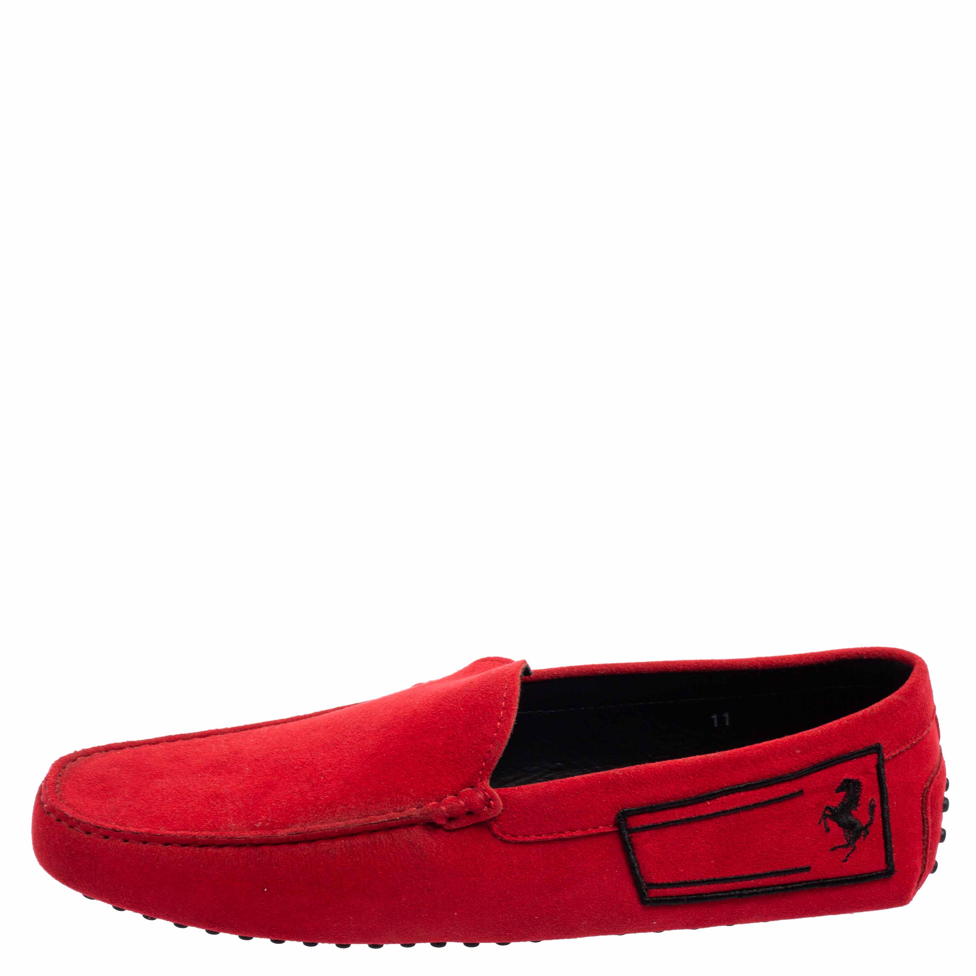 

Tod's for Ferrari Red Suede Slip On Loafers Size