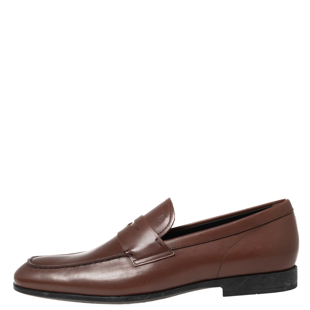 

Tod's Brown Leather Slip On Loafers Size