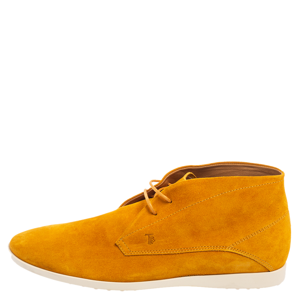 

Tod's Mustard Yellow Suede Lace-Up Desert Boots Size