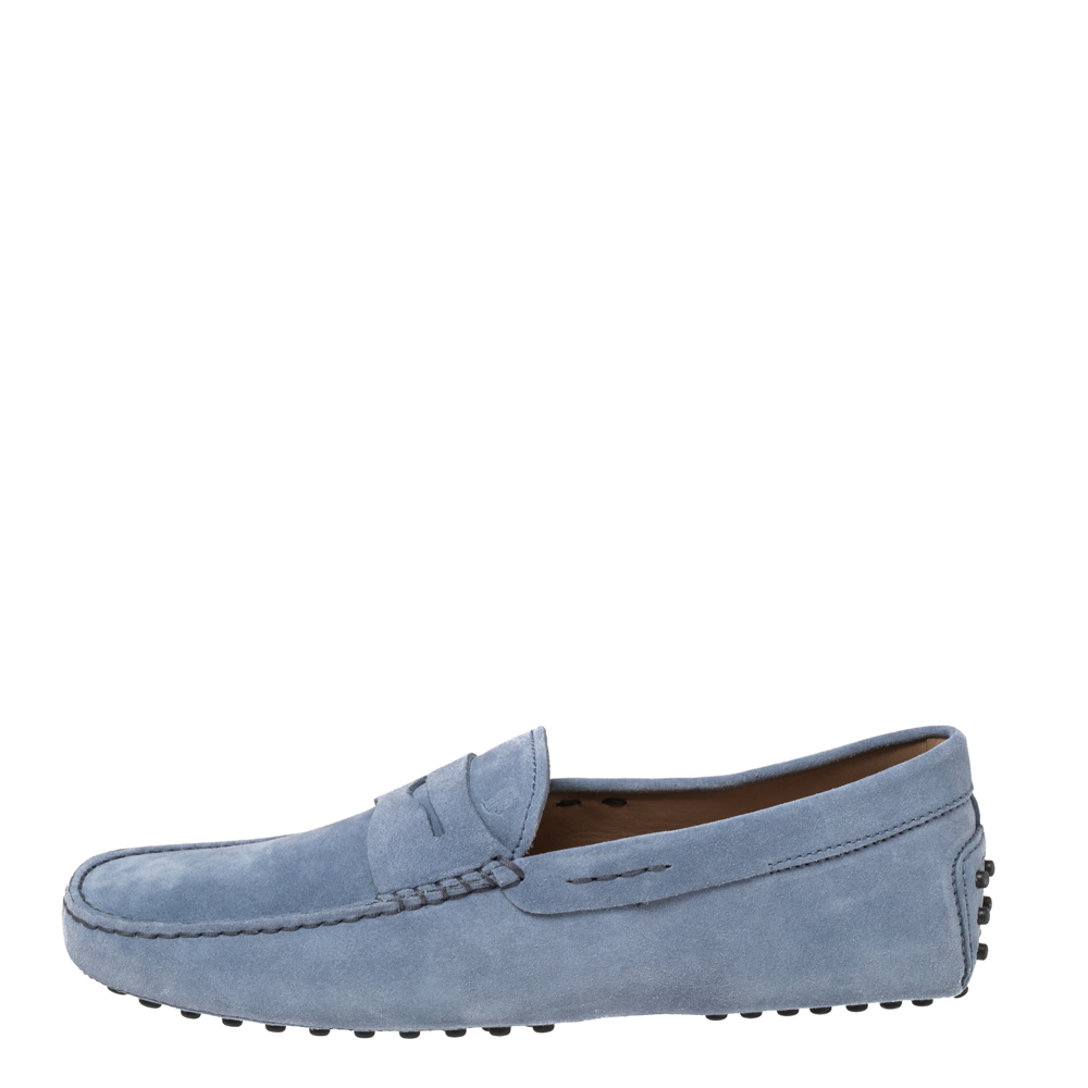 

Tod's Blue Suede Penny Loafers Size