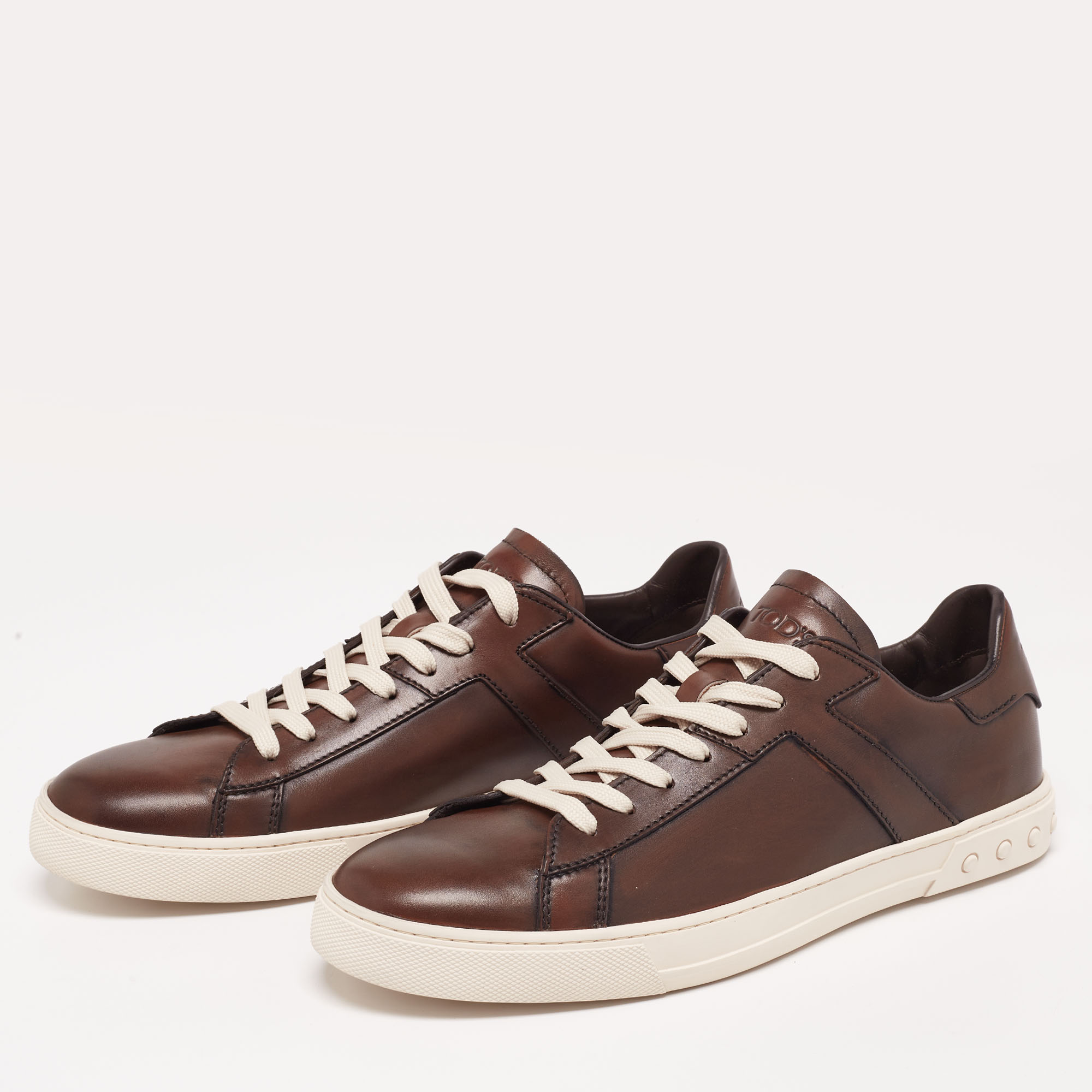 

Tod's Brown Leather Lace Up Sneakers Size