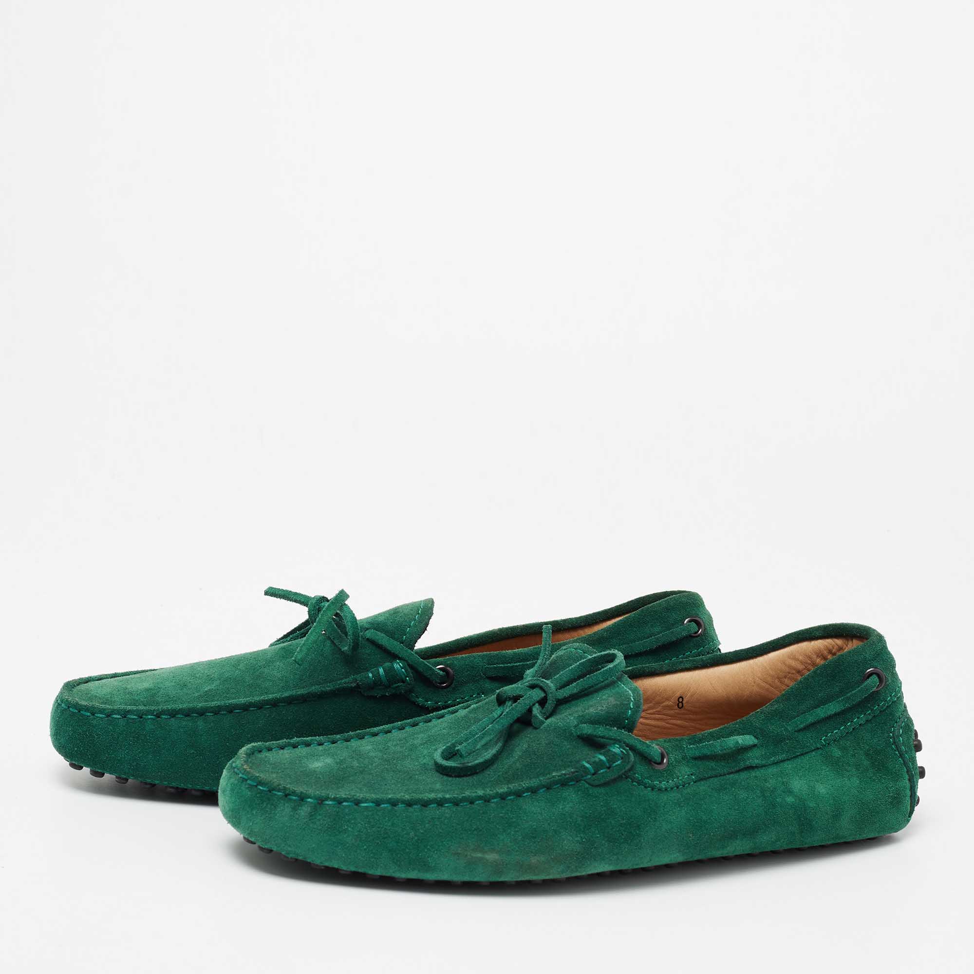 

Tod's Forest Green Suede Gommino Driving Loafers Size