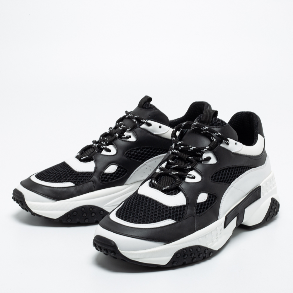 

Tod's Black/White Mesh and Leather Chunky Platform Sneakers Size