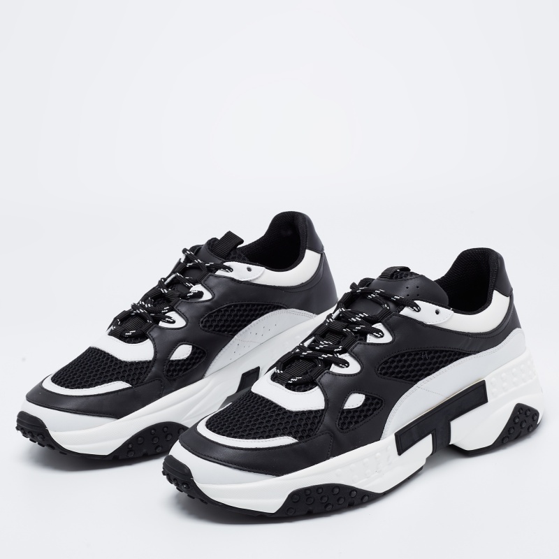 

Tod's Black/White Mesh and Leather Chunky Sneakers Size