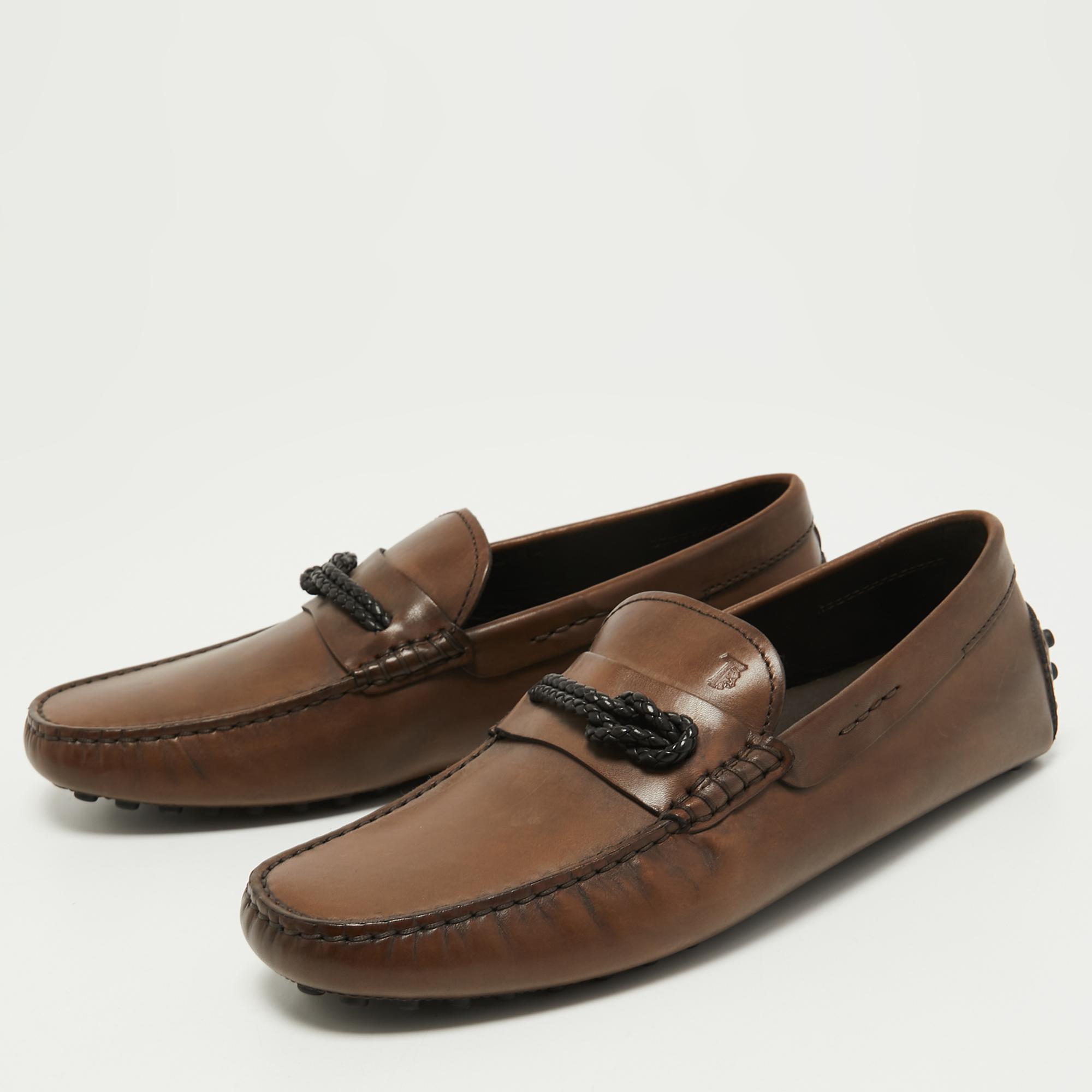 

Tod's Brown Leather Slip On Loafers Size