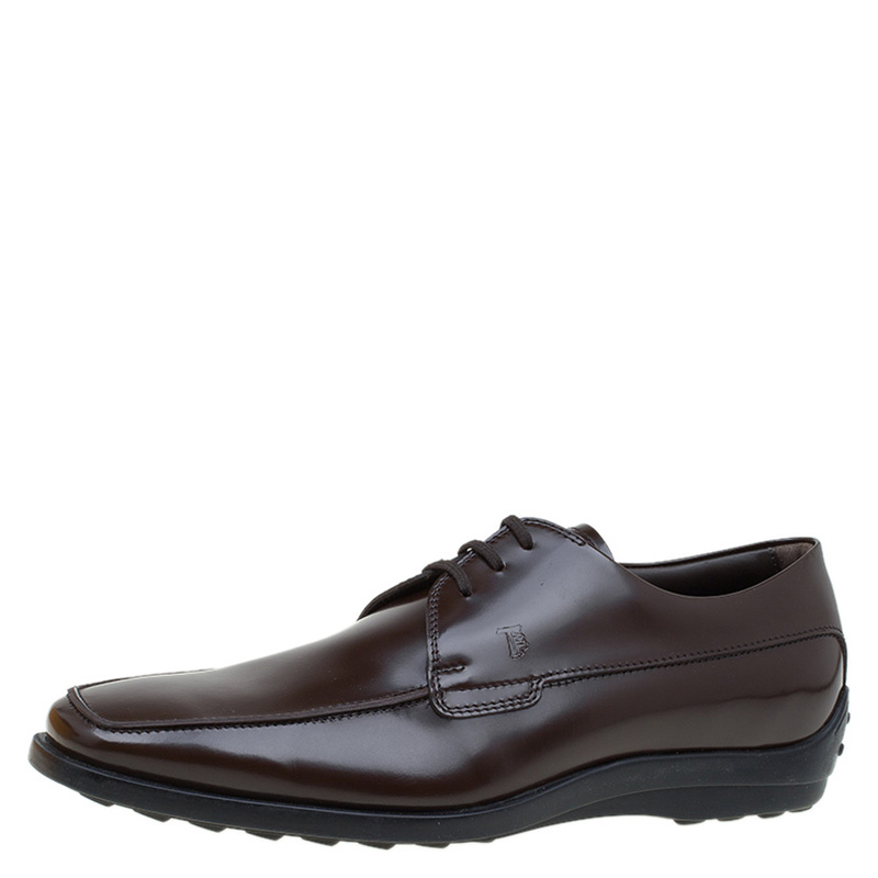Pre Owned Tod's Brown Leather Lace Up Oxfords Size 40