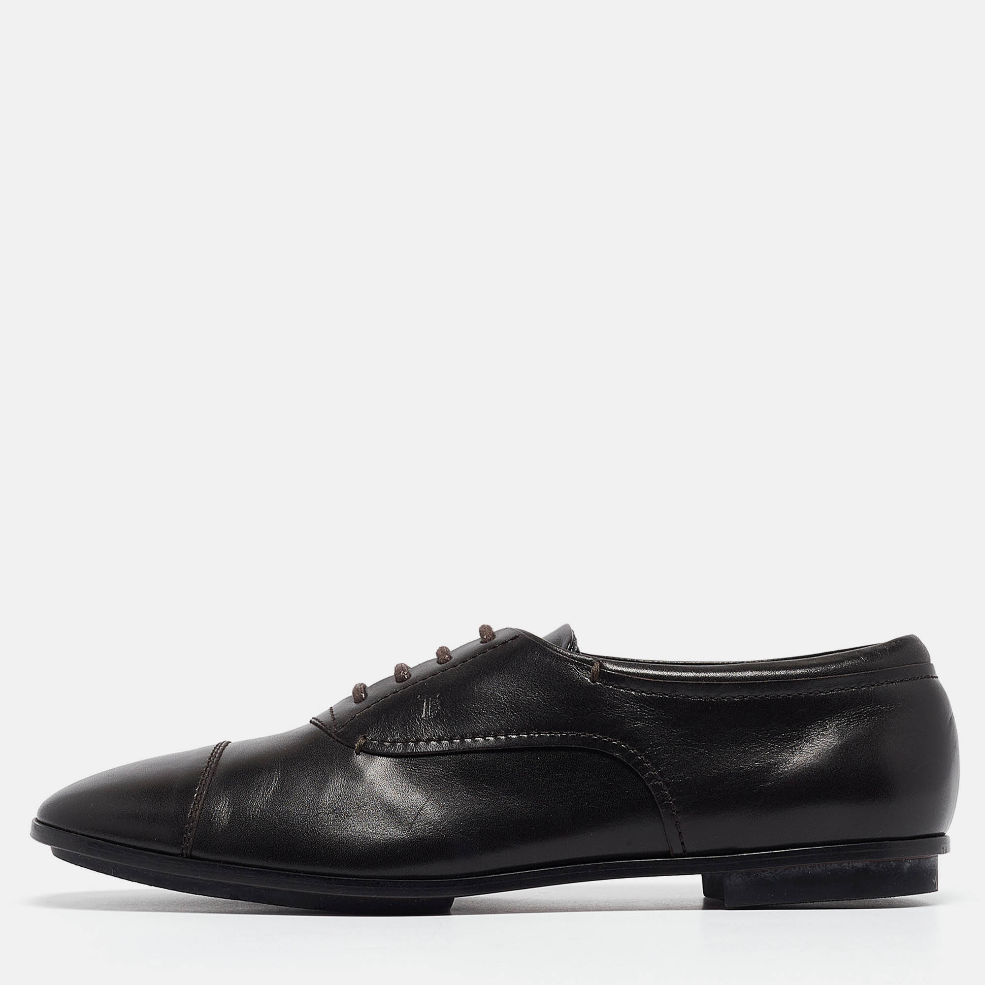 

Tod's Black Leather Lace Up Oxfords Size