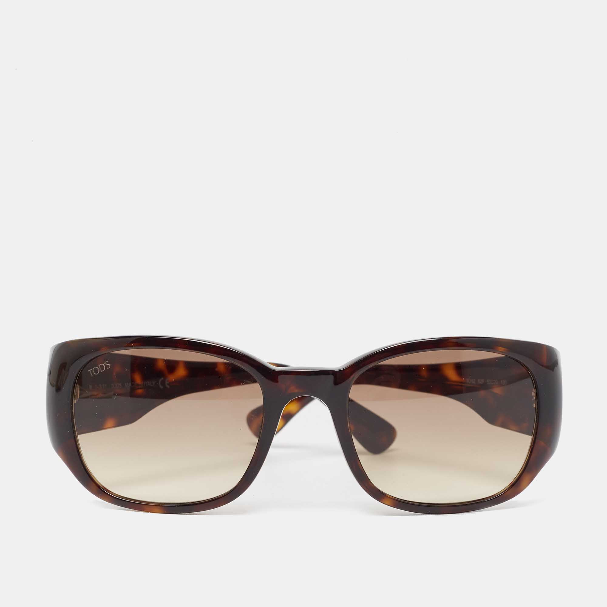 Pre-owned Tod's Brown Tortoise Gradient To62 Rectangular Sunglasses
