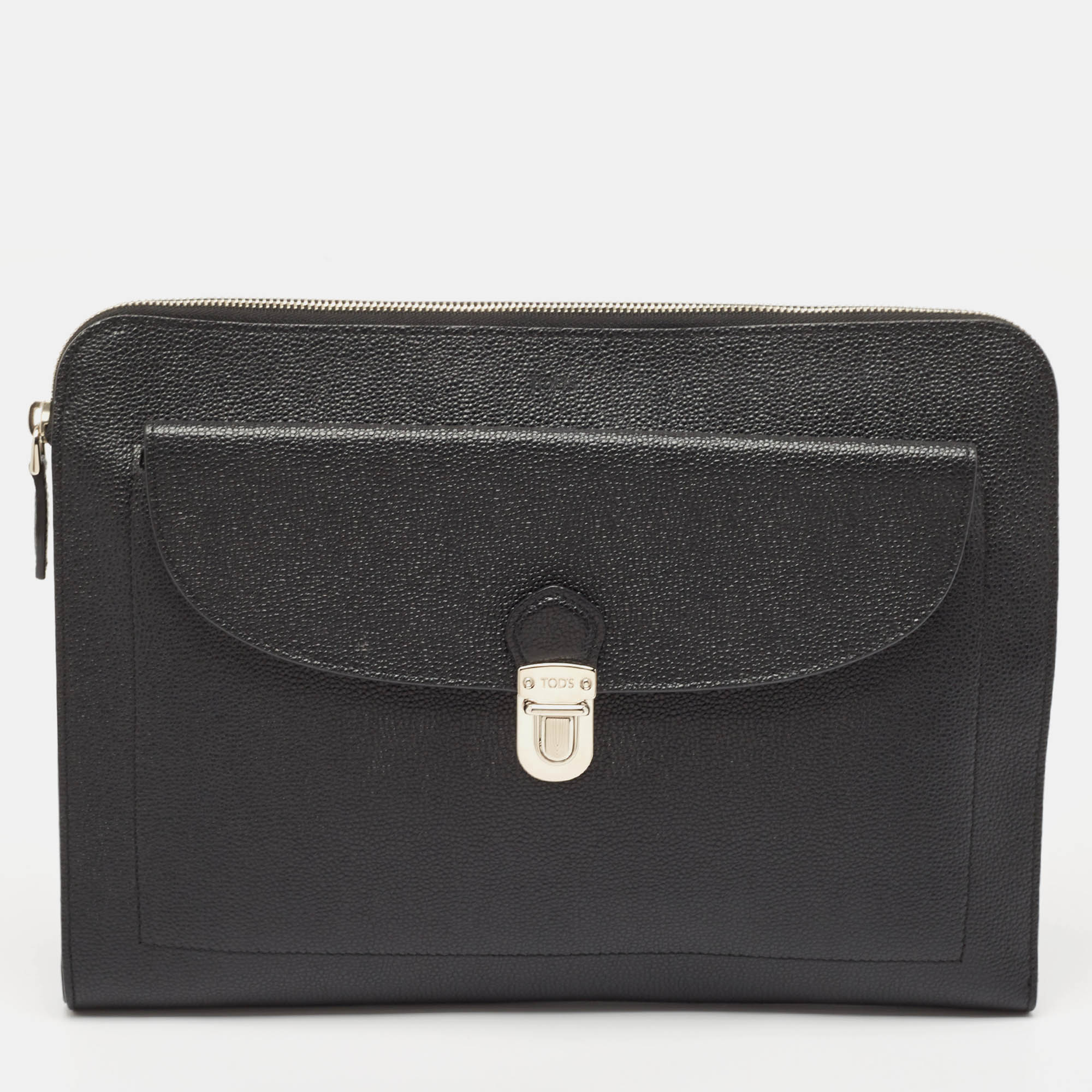 

Tod's Black Leather Zip Pouch