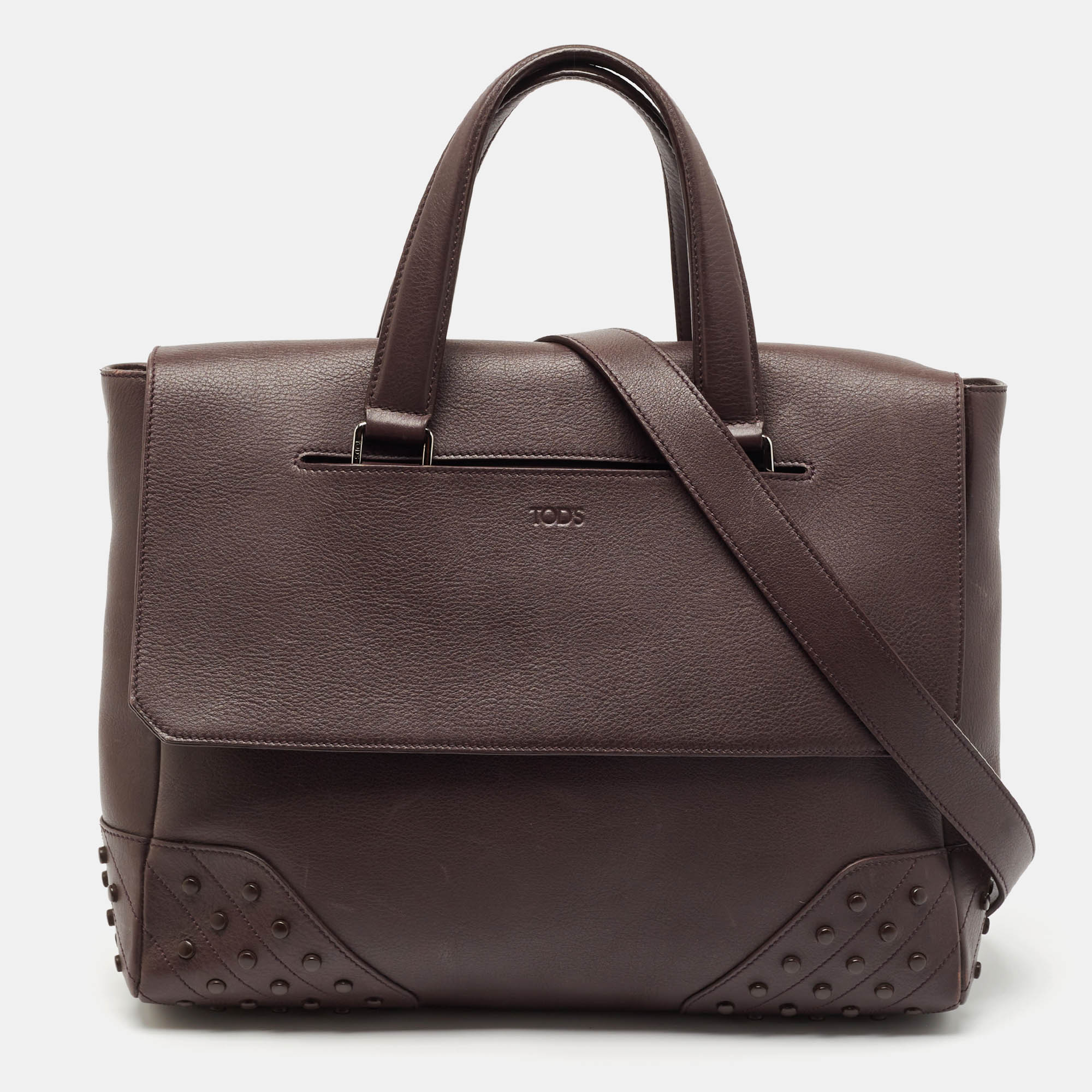 

Tod's Burgundy Leather Gommino Tote