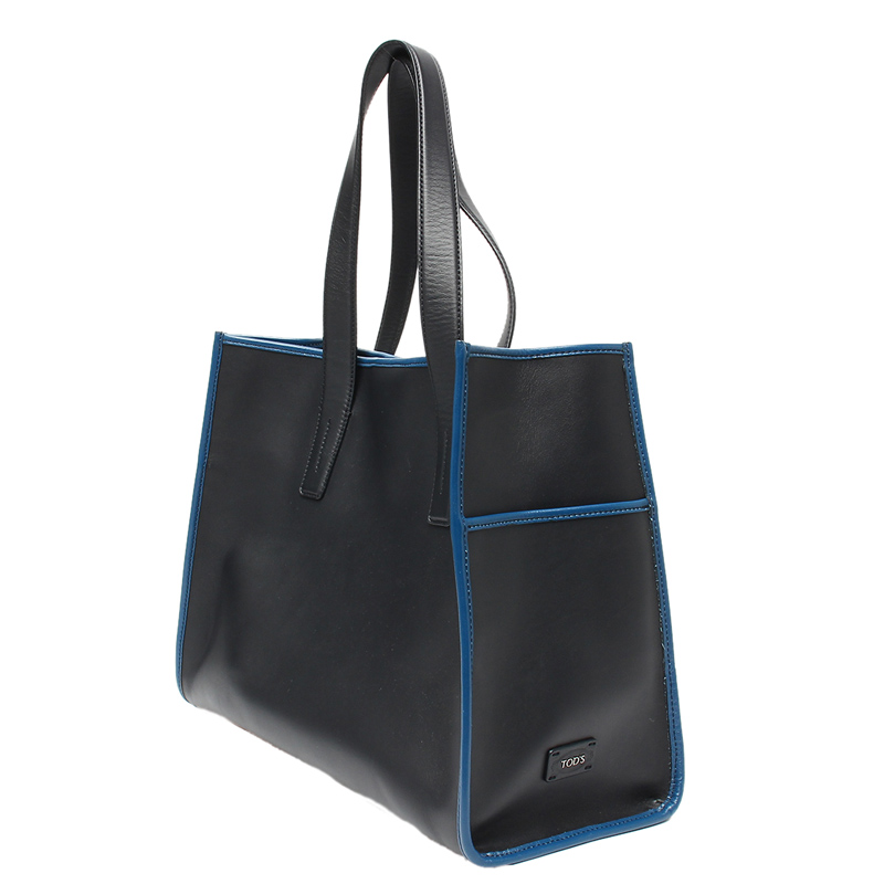 

Tods's Black/Blue Leather Tote Bag
