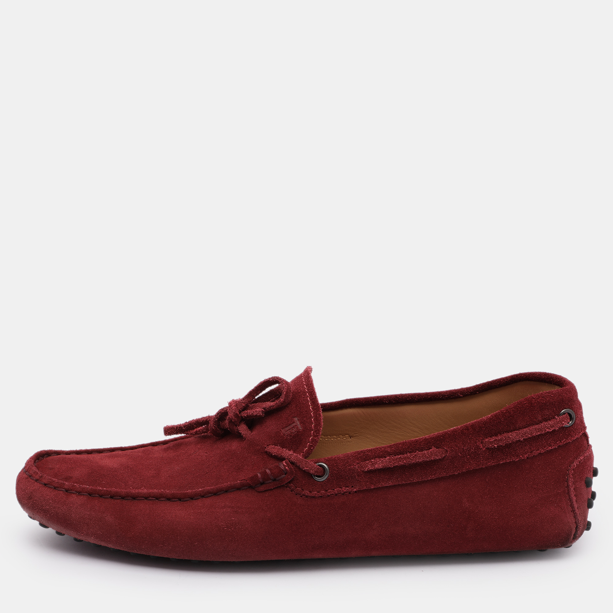 

Tod's Burgundy Suede Bow Gommino Loafers Size 44