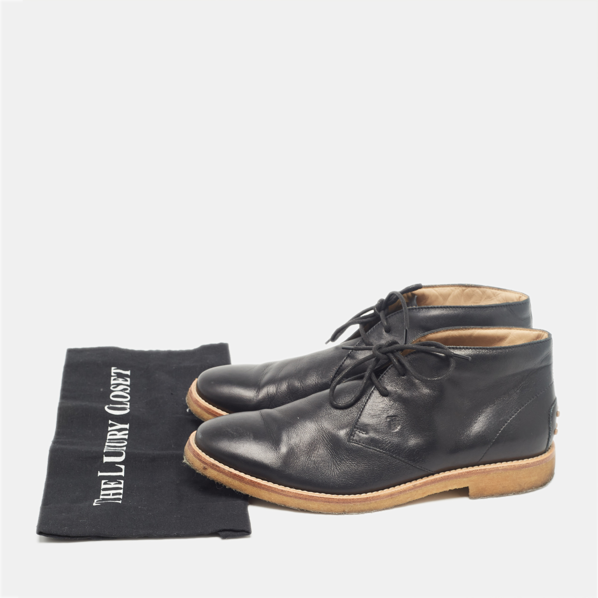 Tod`s Black Leather Ankle Length Boots Size 42 