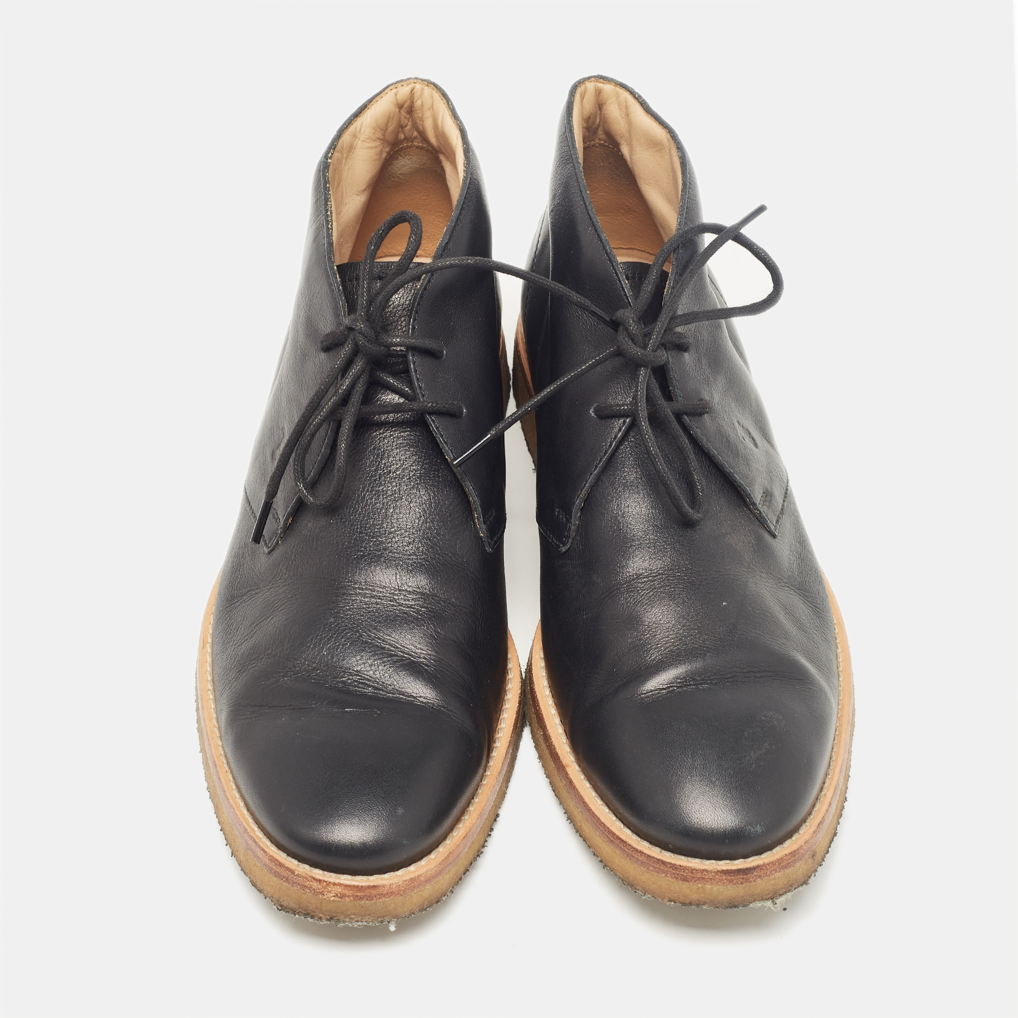 Tod`s Black Leather Ankle Length Boots Size 42 