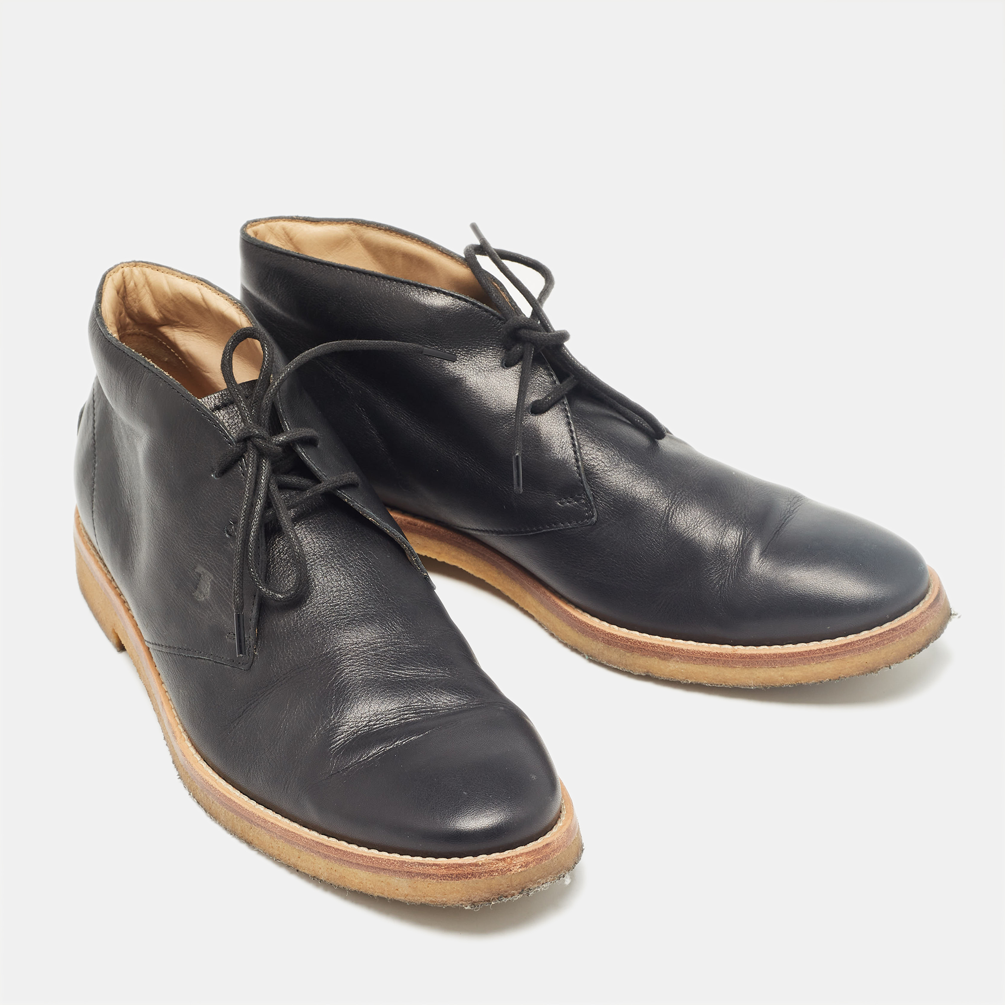 Tod`s Black Leather Ankle Length Boots Size 42 