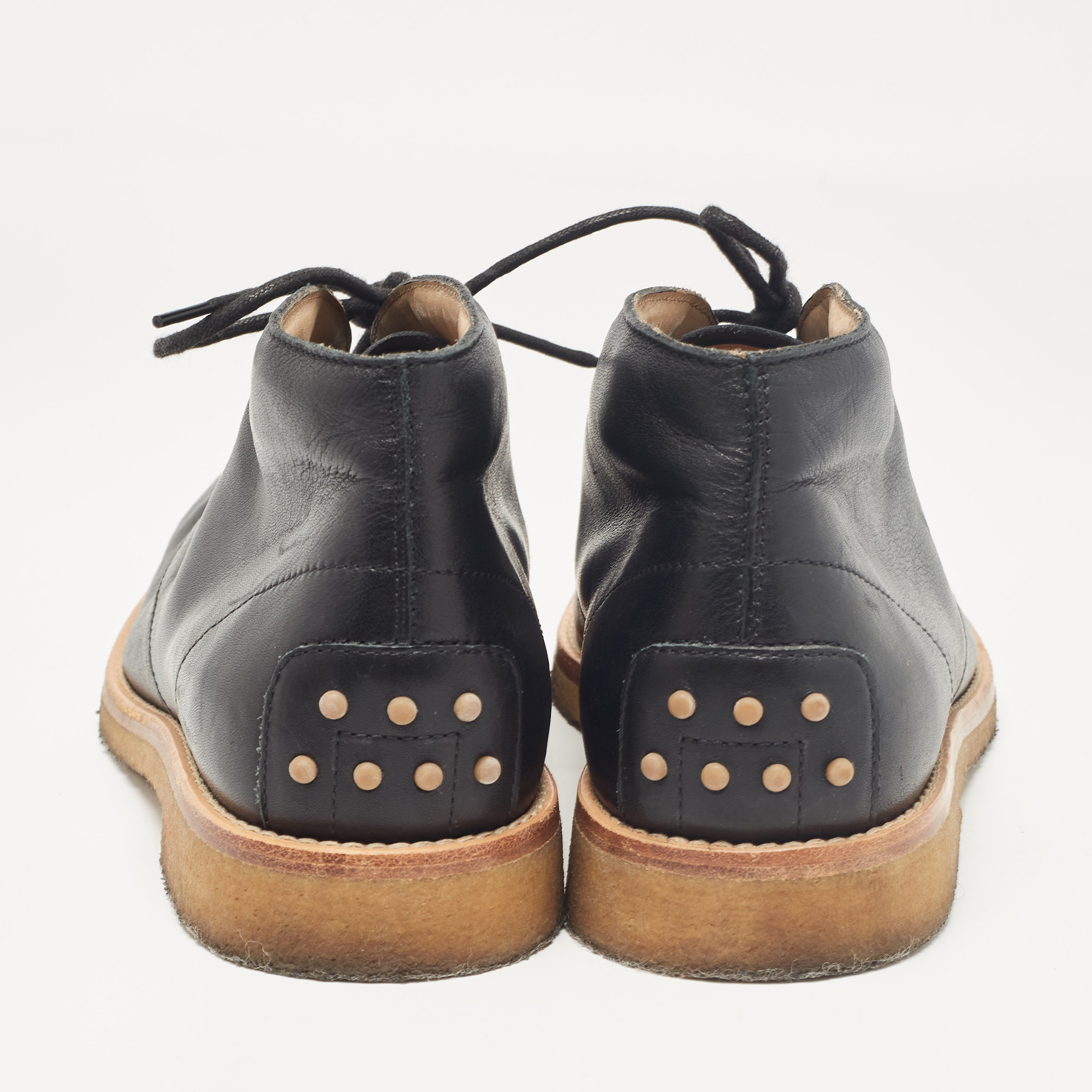 Tod`s Black Leather Ankle Length Boots Size 42 
