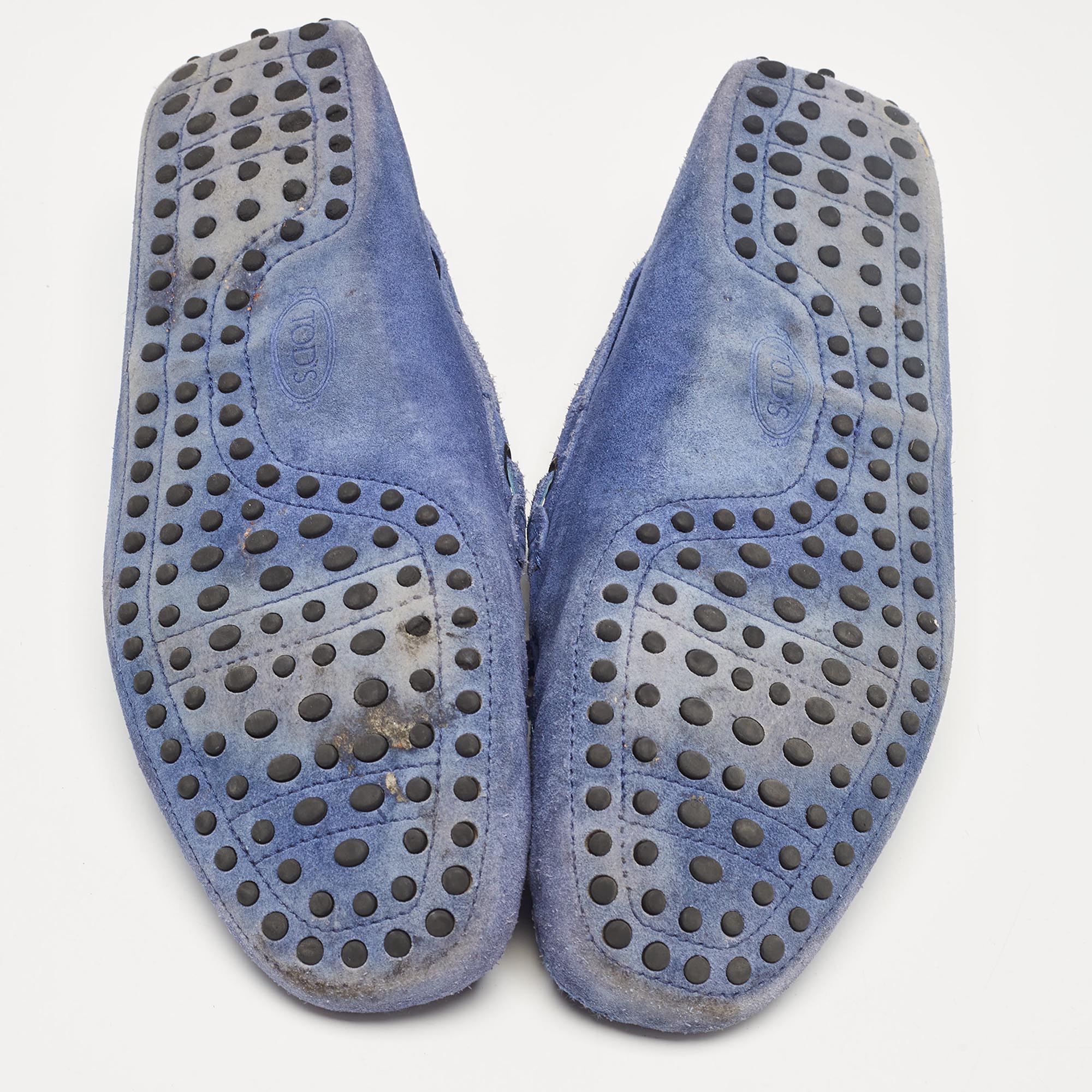 Tod`s Blue Suede Bow Loafers Size 43 
