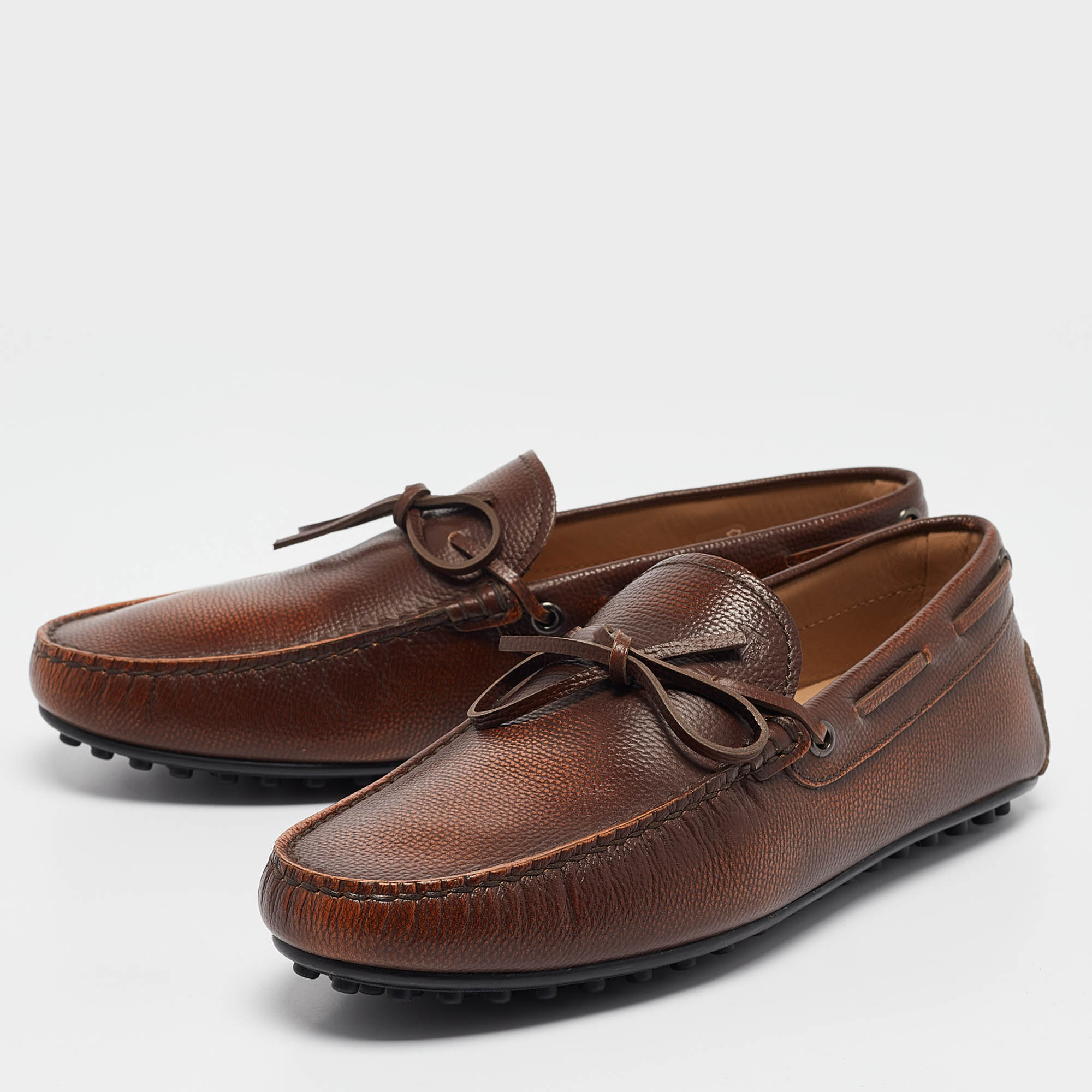 Tod`s Brown Leather Slip On Loafers Size 39.5 