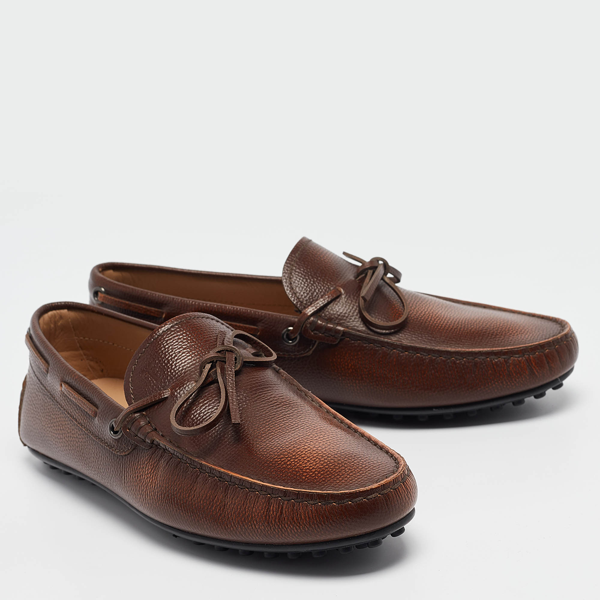 Tod`s Brown Leather Slip On Loafers Size 39.5 