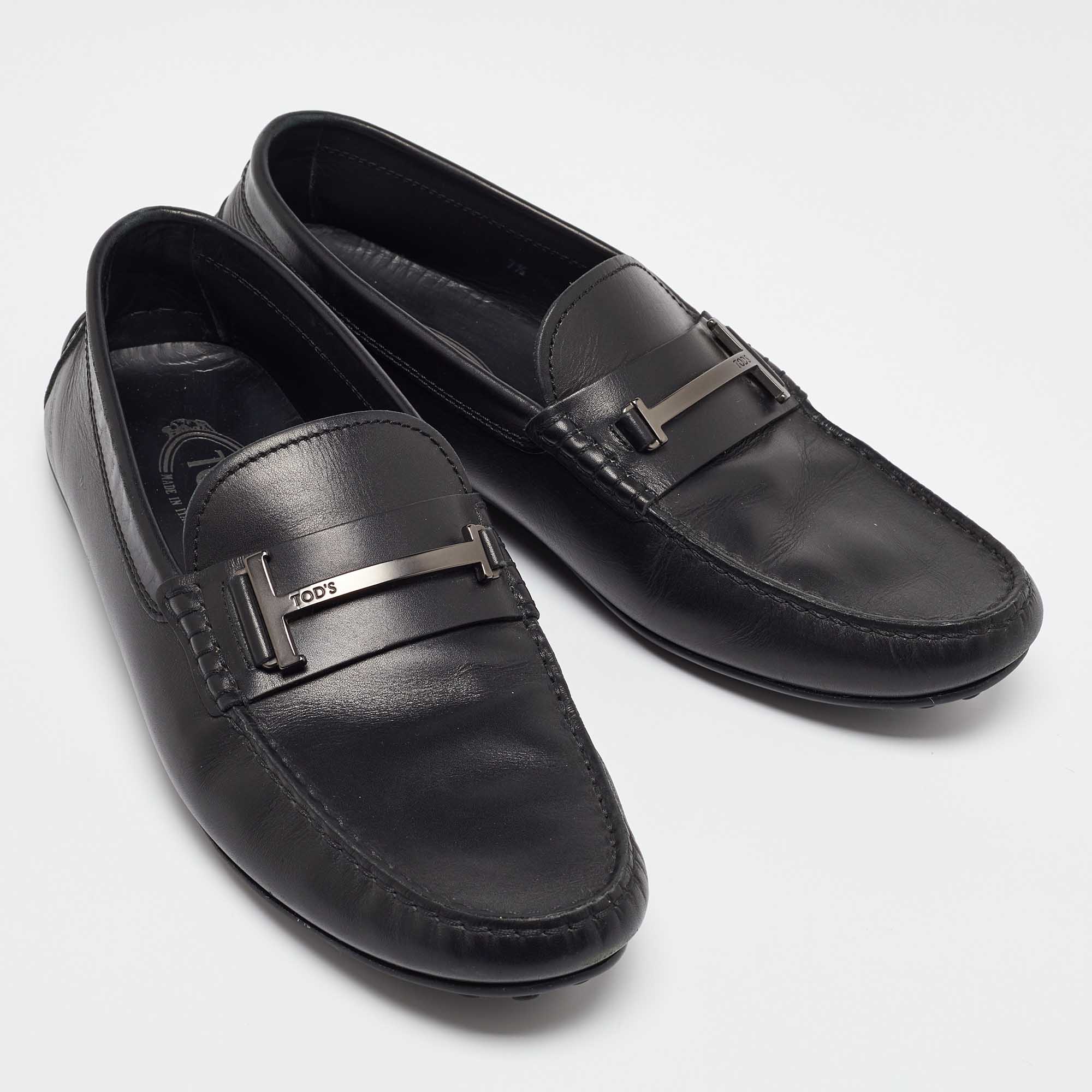 Tod`s Black Leather Loafers Size 41.5 