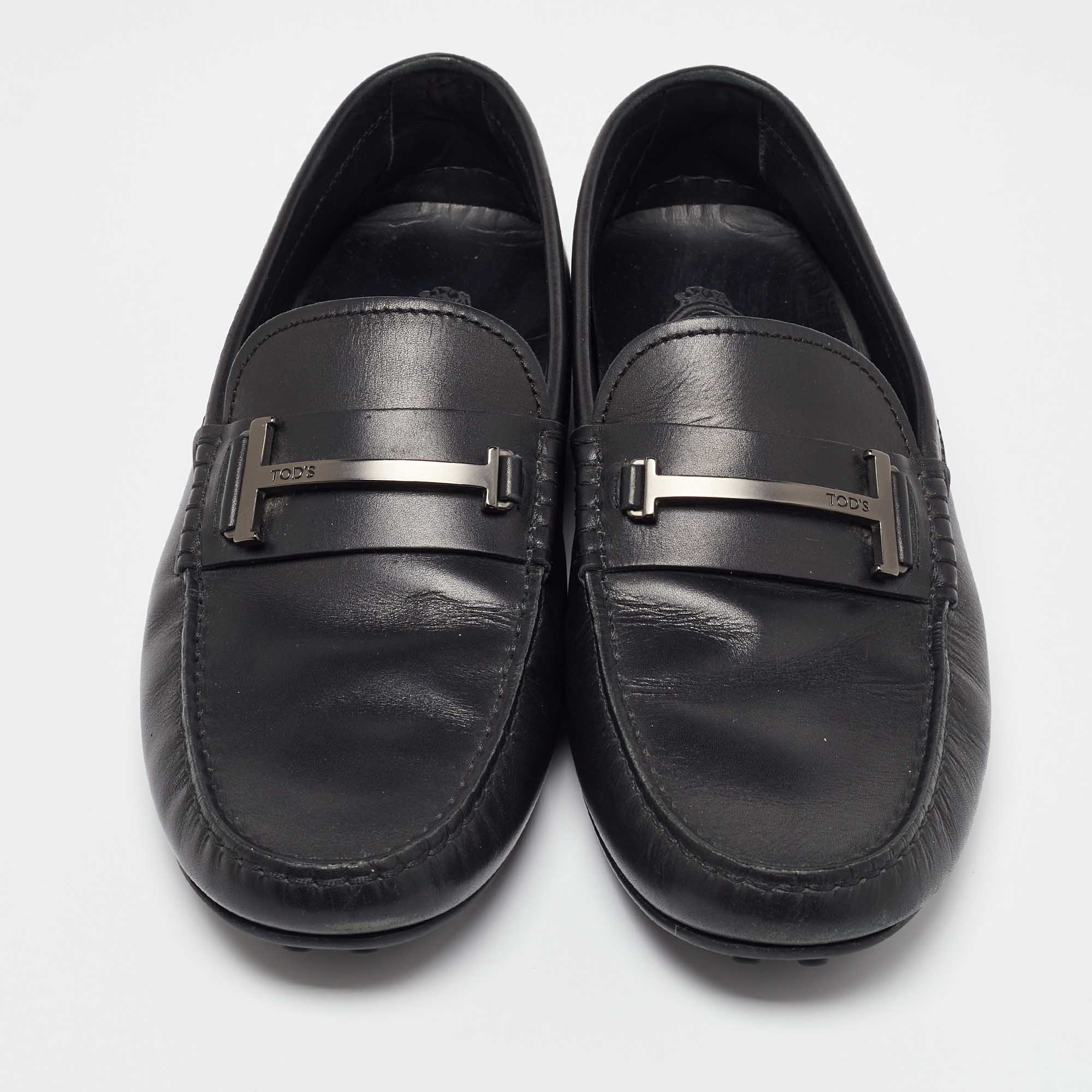Tod`s Black Leather Loafers Size 41.5 