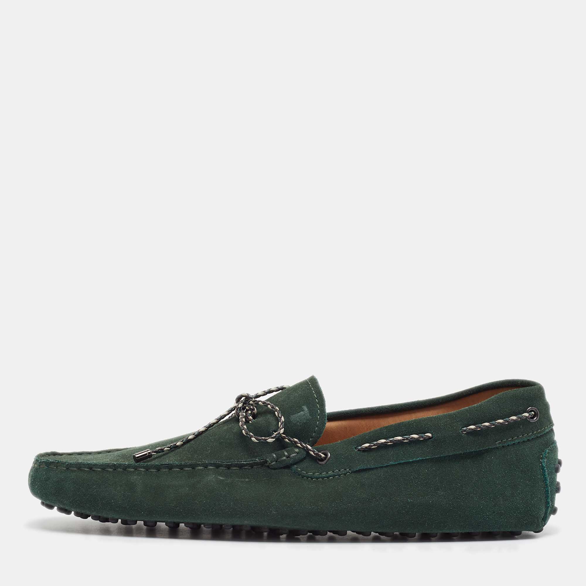 

Tod's Green Suede Slip On Loafers Size 44