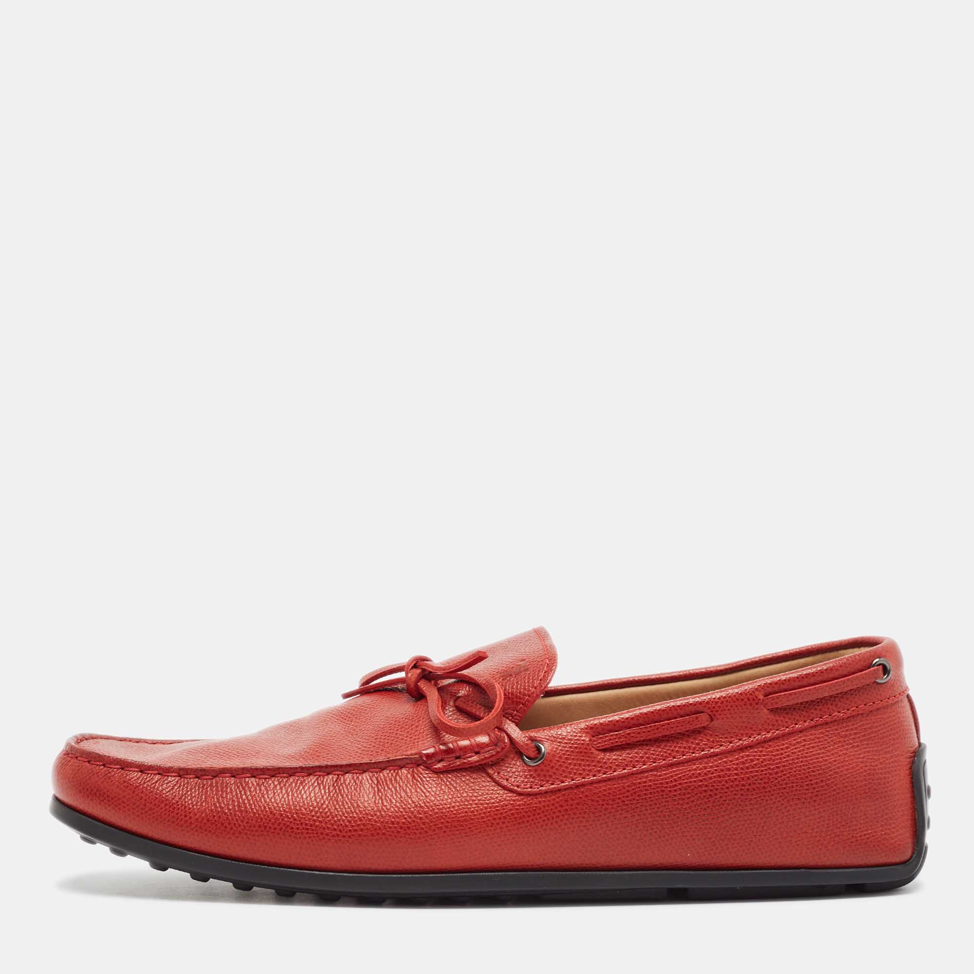 

Tod's Red Leather Slip On Loafers Size 44