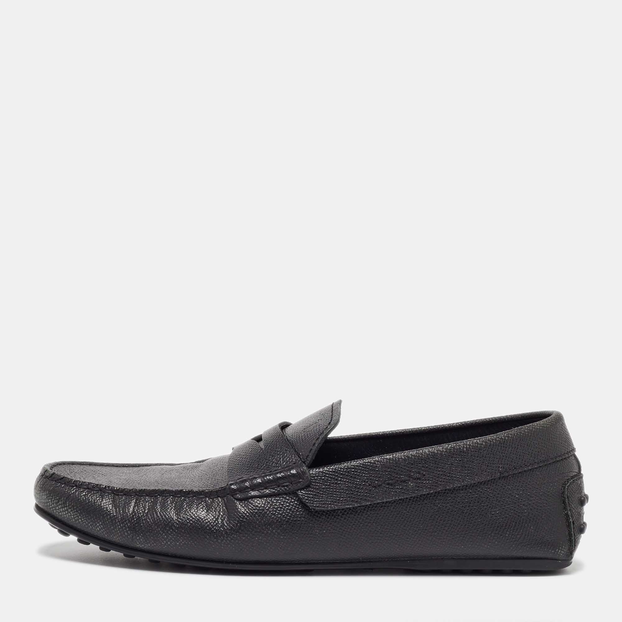 

Tods Black Leather Slip On Loafers Size 41.5