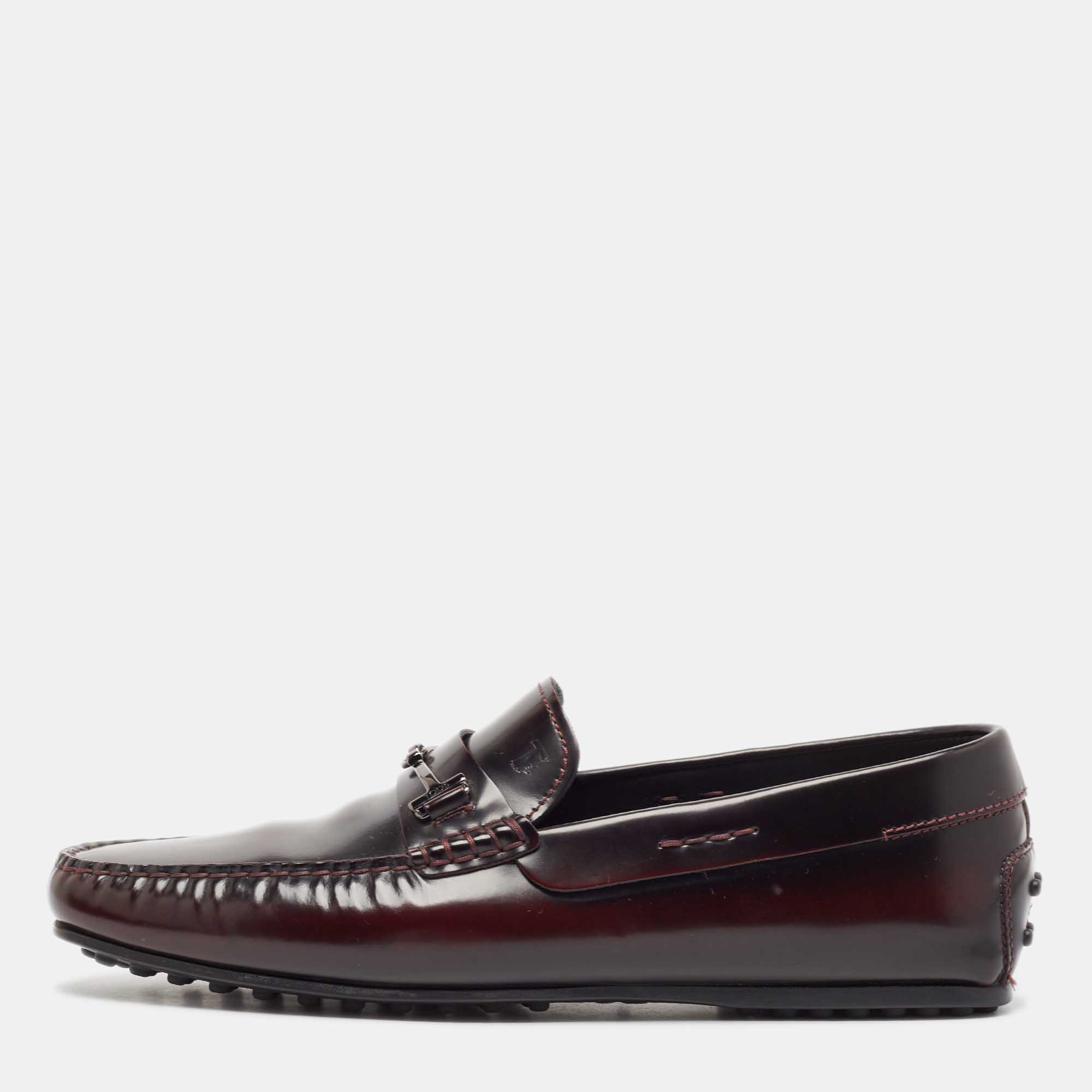 

Tod's Burgundy Leather Slip On Loafers Size 43