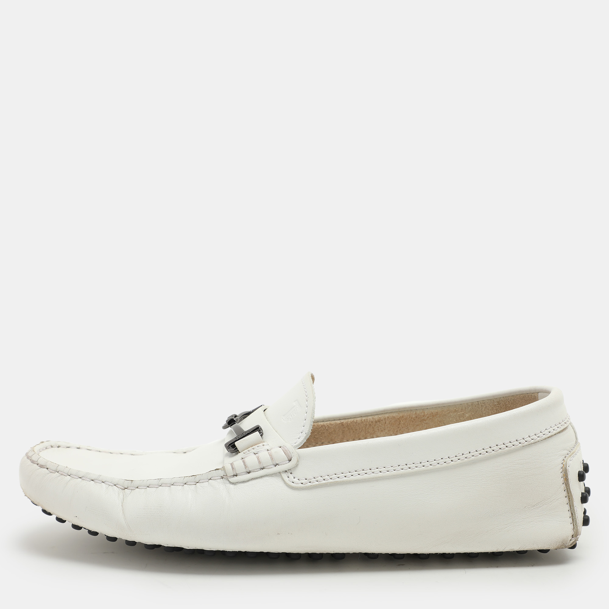 

Tod's White Leather Double T Loafers Size 40