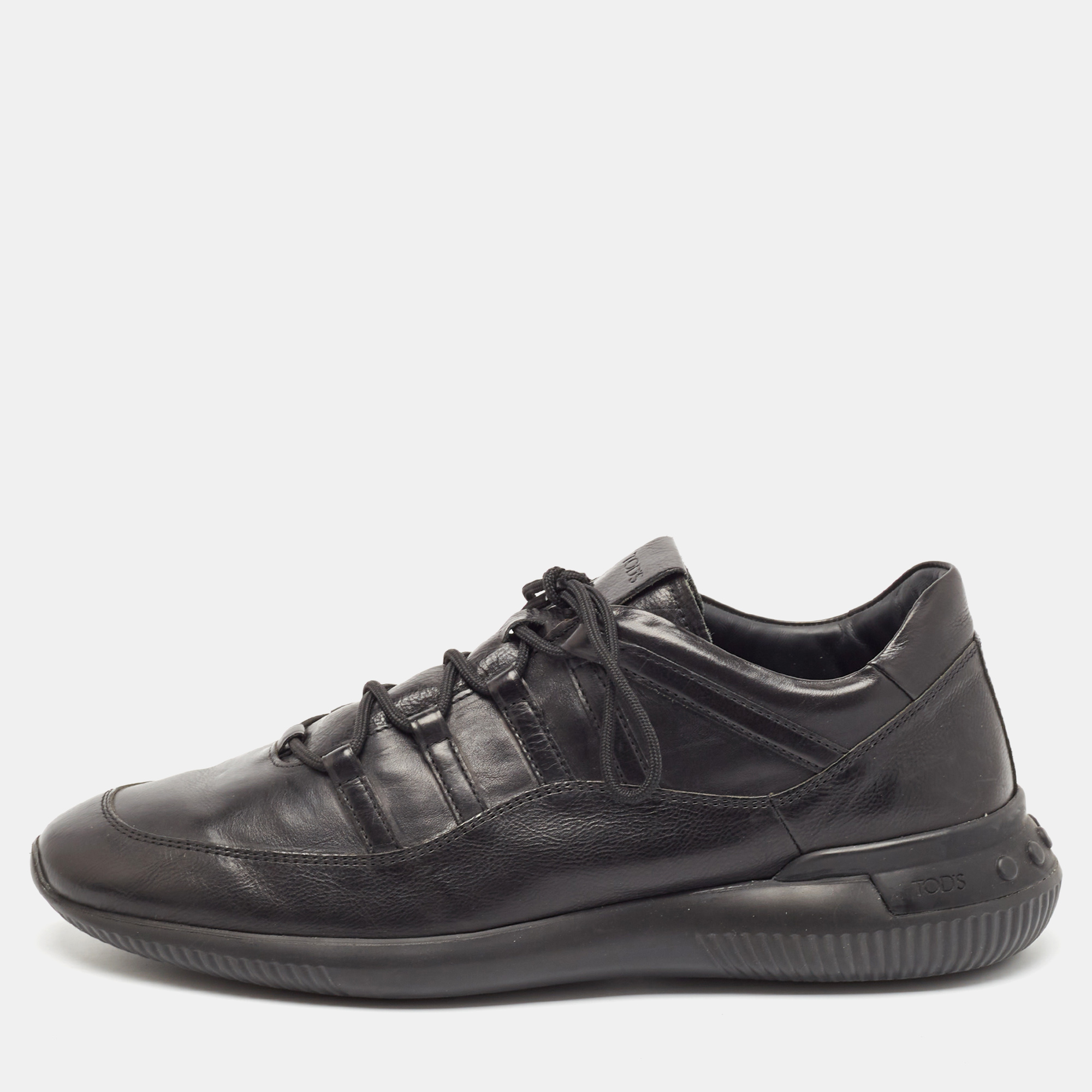 

Tod's Black Leather Lace Up Sneakers Size