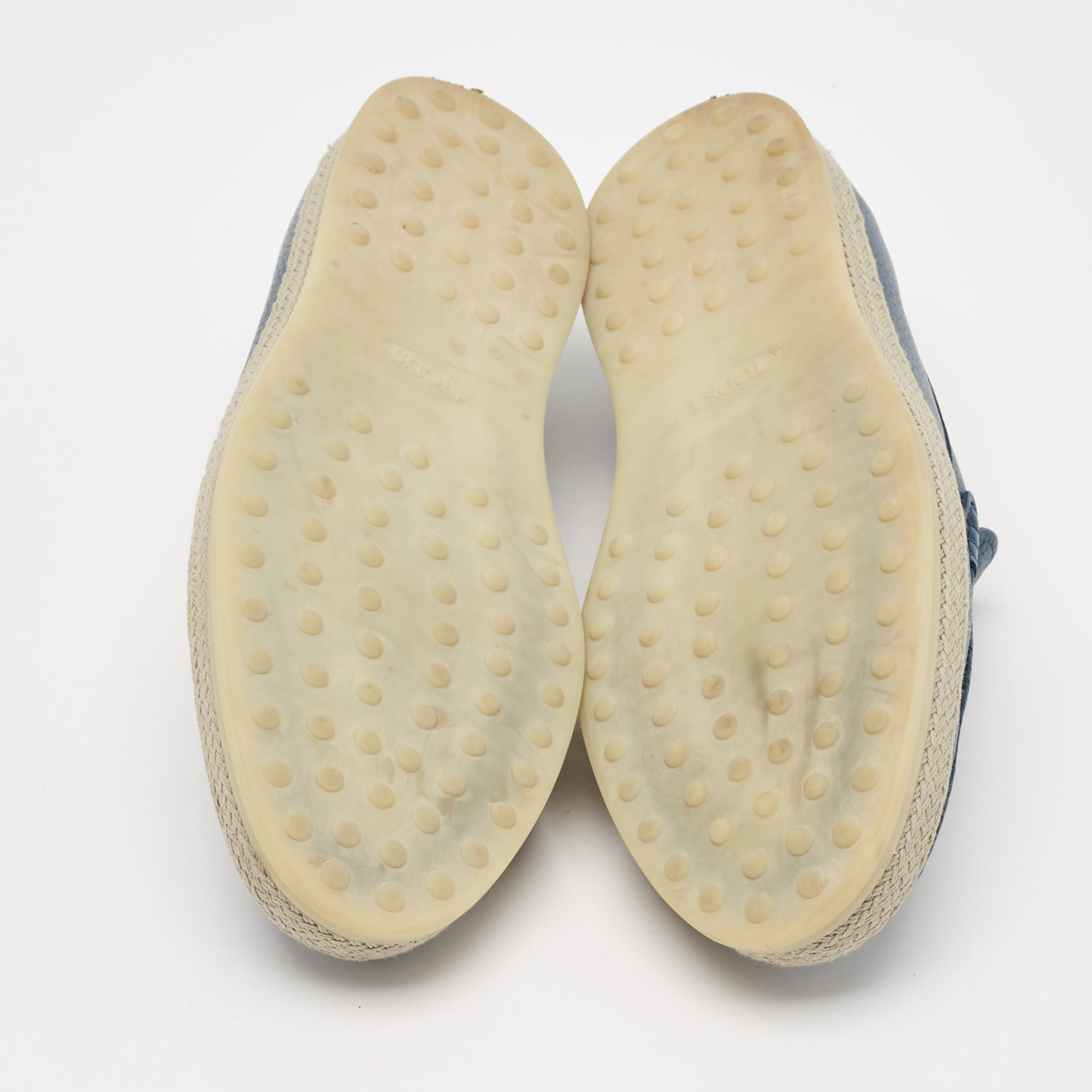 Tod`s Blue Leather Slip On Loafers Size 42.5 
