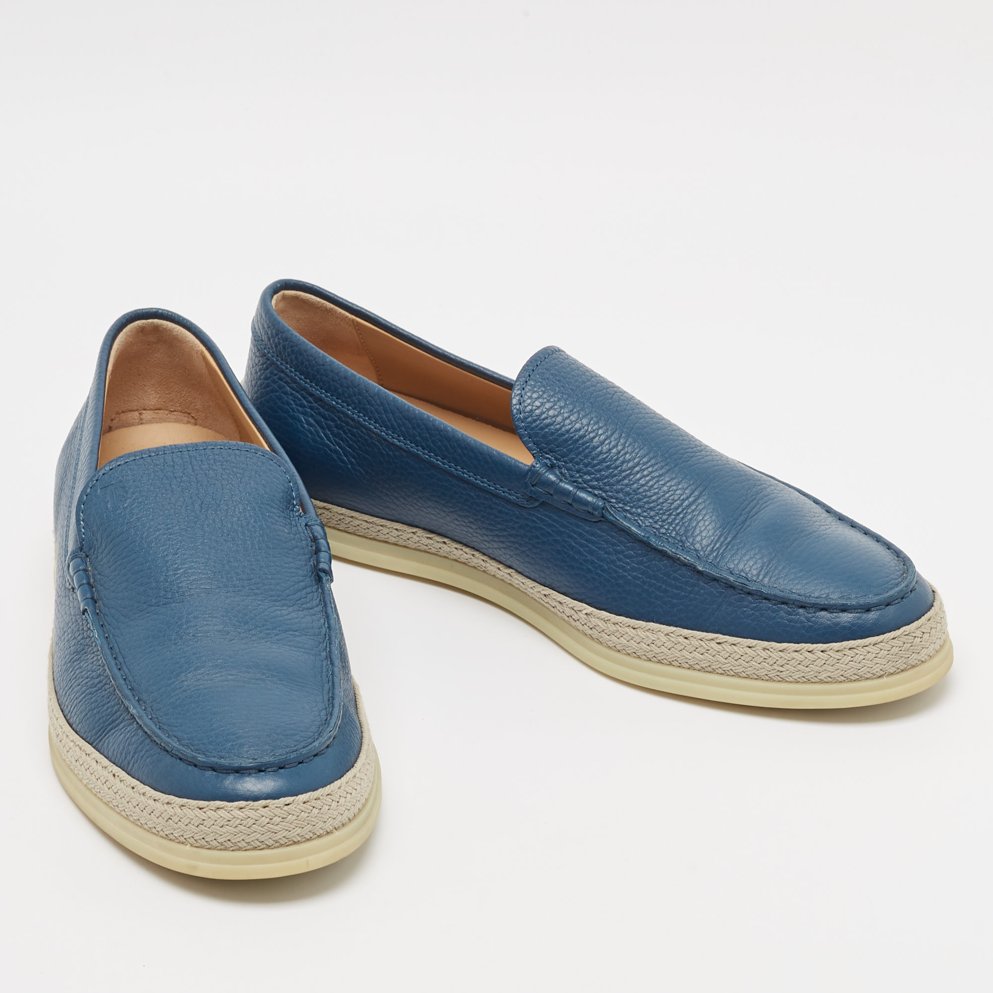 Tod`s Blue Leather Slip On Loafers Size 42.5 