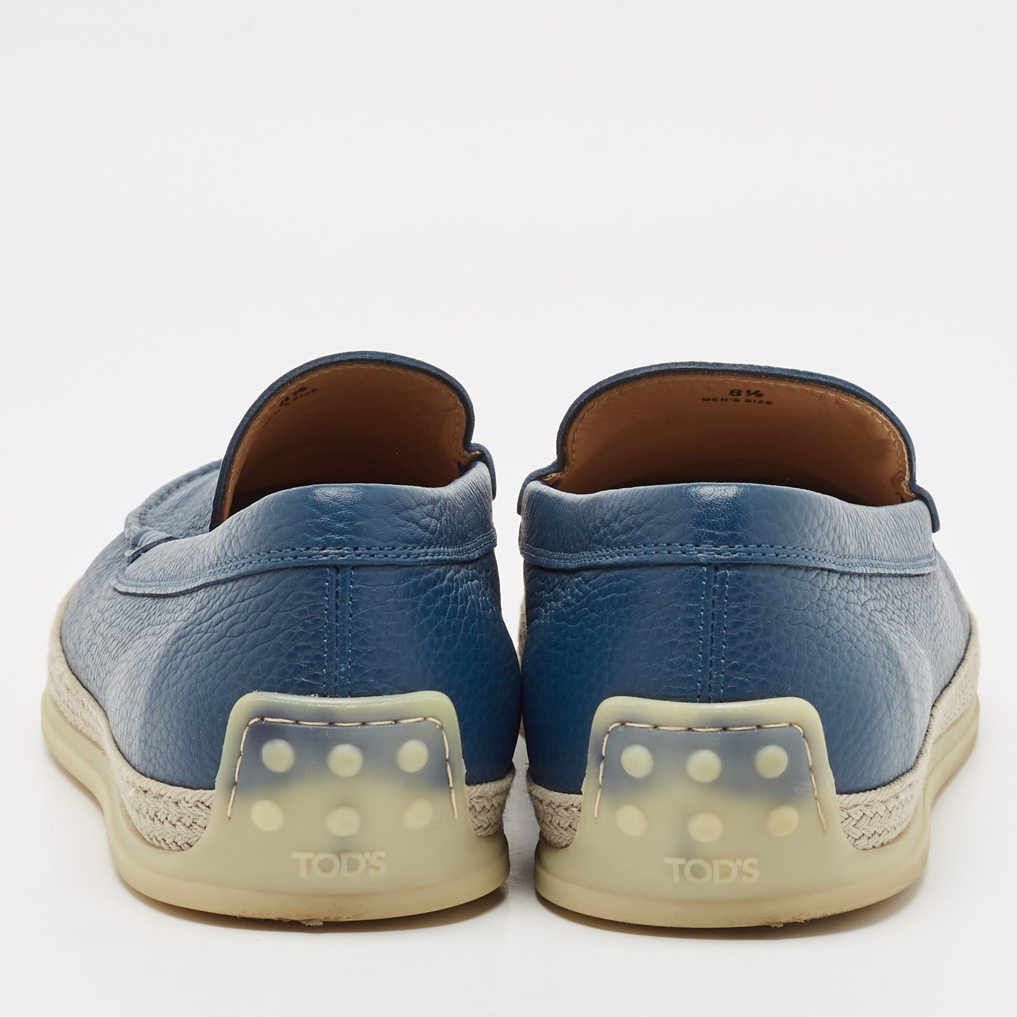 Tod`s Blue Leather Slip On Loafers Size 42.5 
