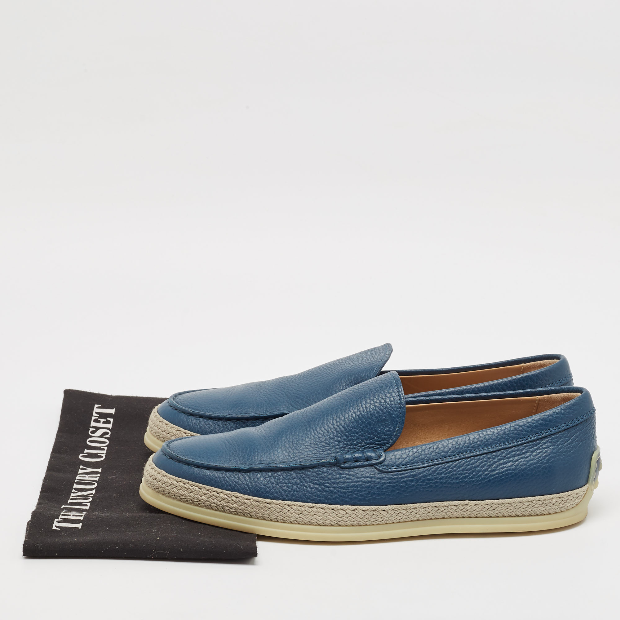 Tod`s Blue Leather Slip On Loafers Size 42.5 