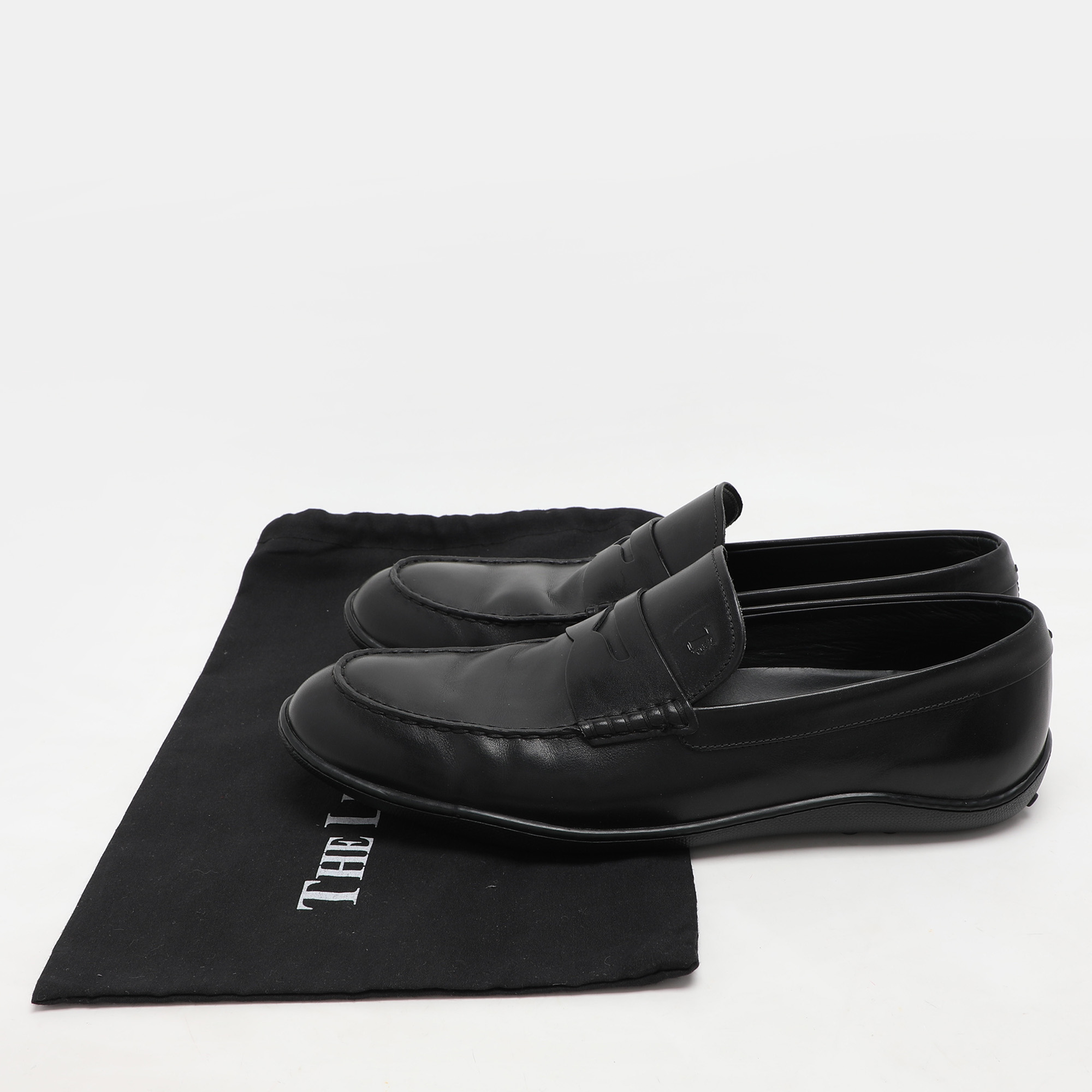 Tod`s Black Leather Driver Loafers Size 44.5 